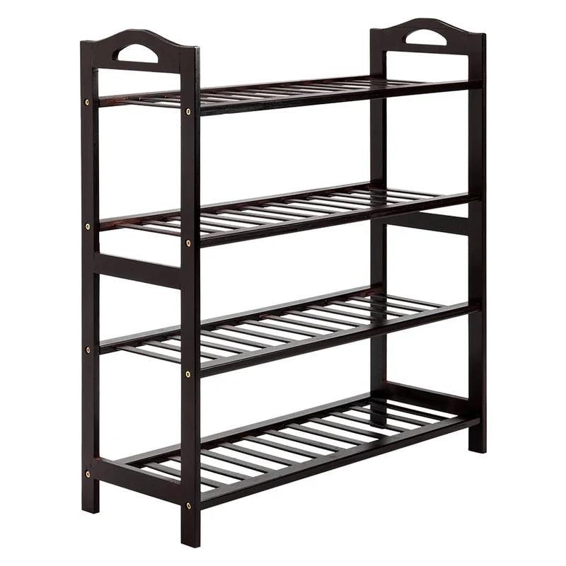 4-Tier Bamboo Shoe Rack Entryway Shoe Shelf Storage Organizer Brown