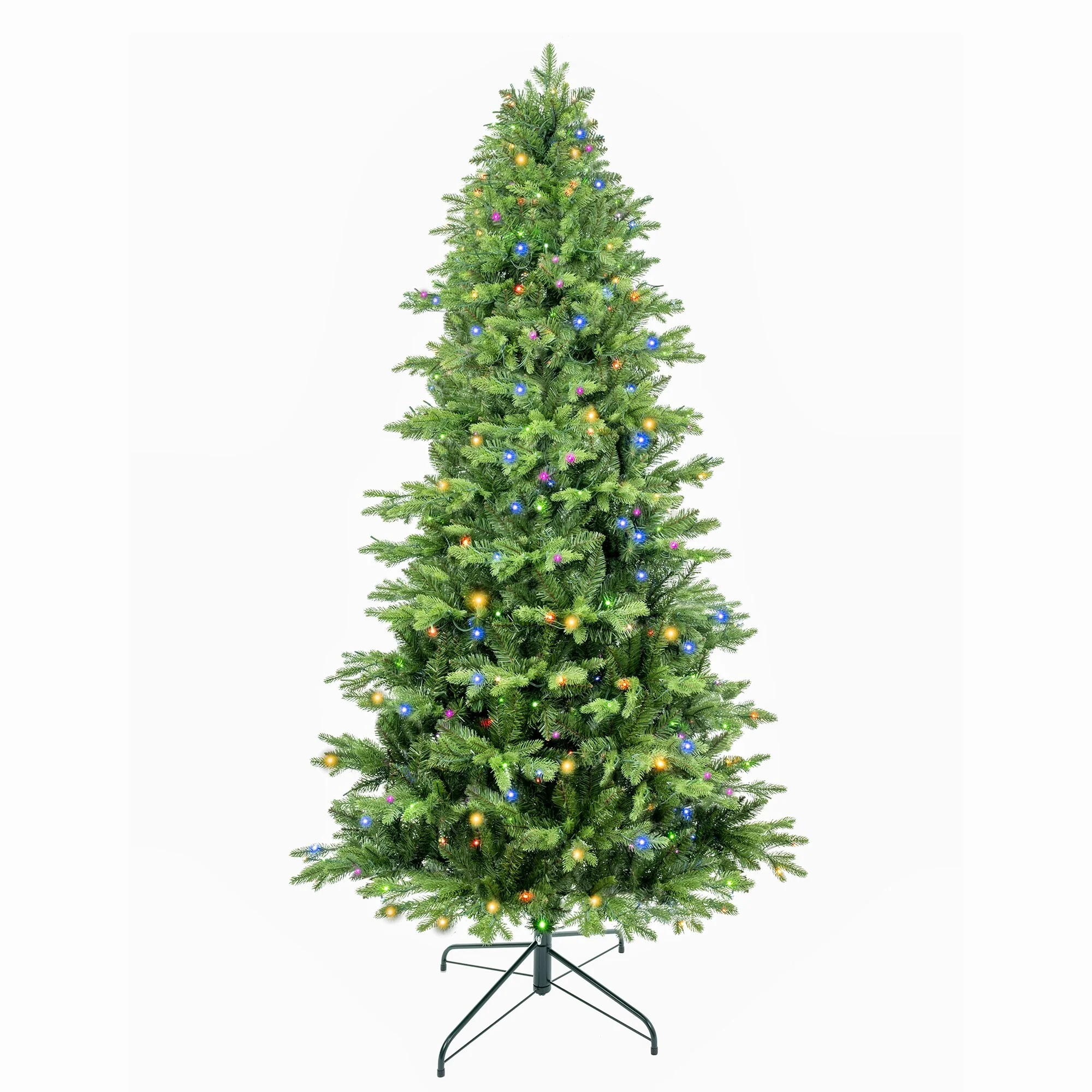 7.5ft Artificial Christmas Tree with 550 LED Lights, 2286 Tips, PE & PVC, Metal Stand, Indoor Use