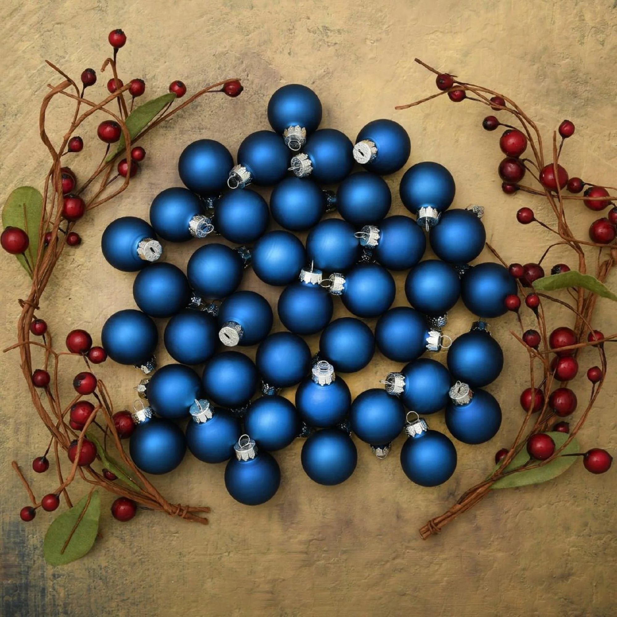 40ct Midnight Blue Matte Finish Glass Christmas Ball Ornaments 1.25