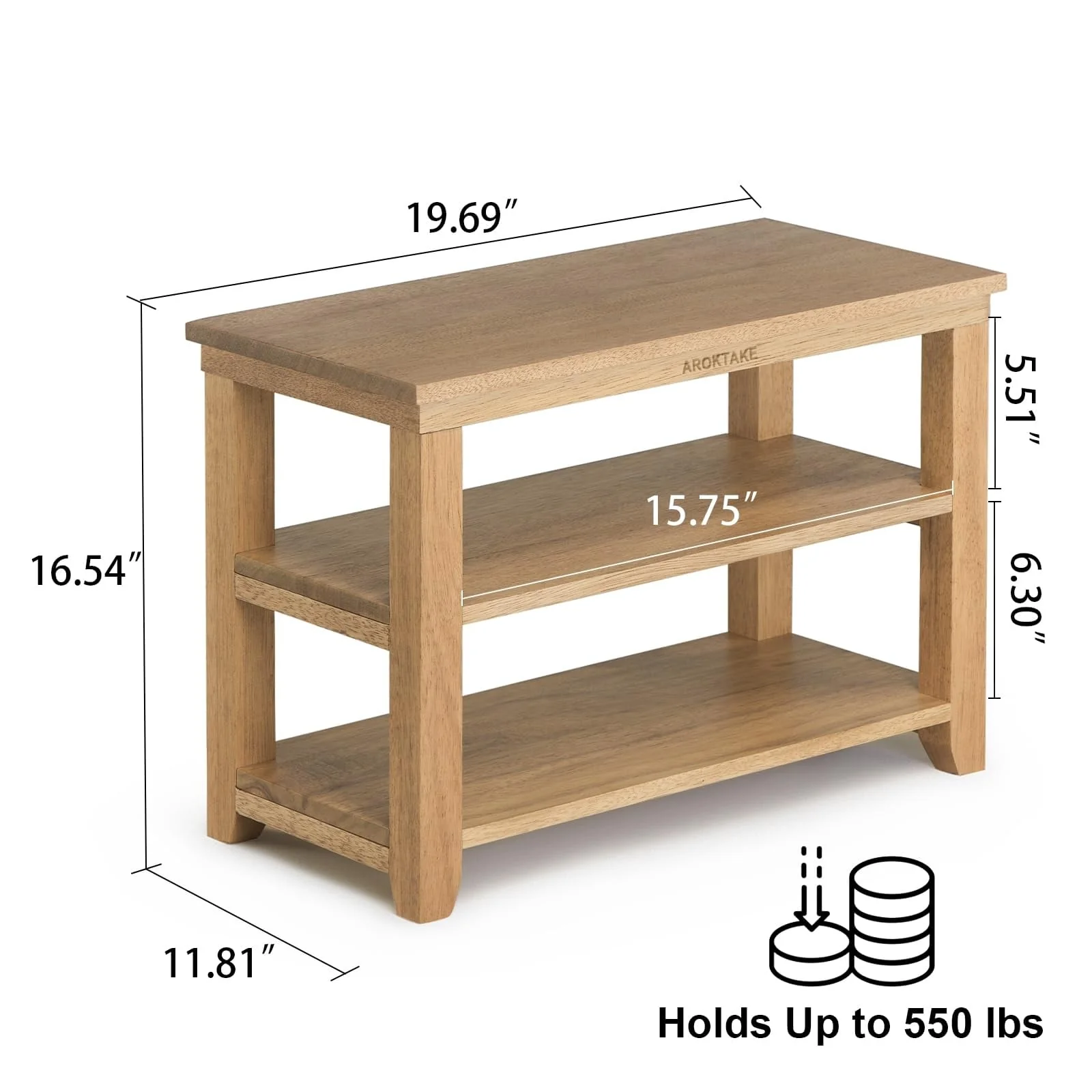 Shoe Rack Bench, 2-Tier Wood Heavy Duty Shoe Organizer Shelf for Entryway, Living Room,Bedroom (Natural, 11.81