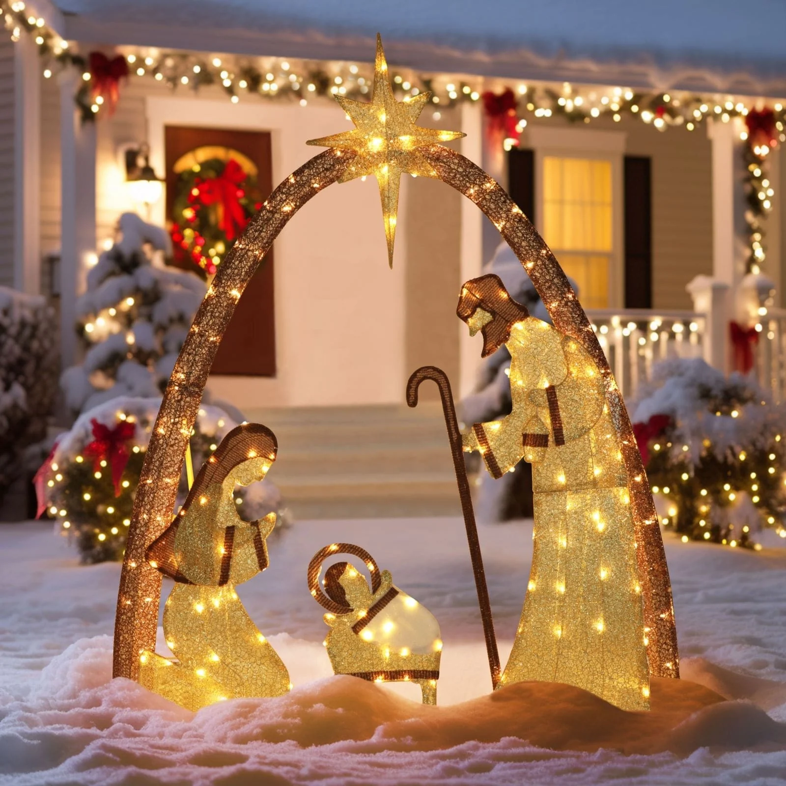 VEIKOUS 5 ft. LED Nativity Sence Set Christmas Holiday Yard Decoration