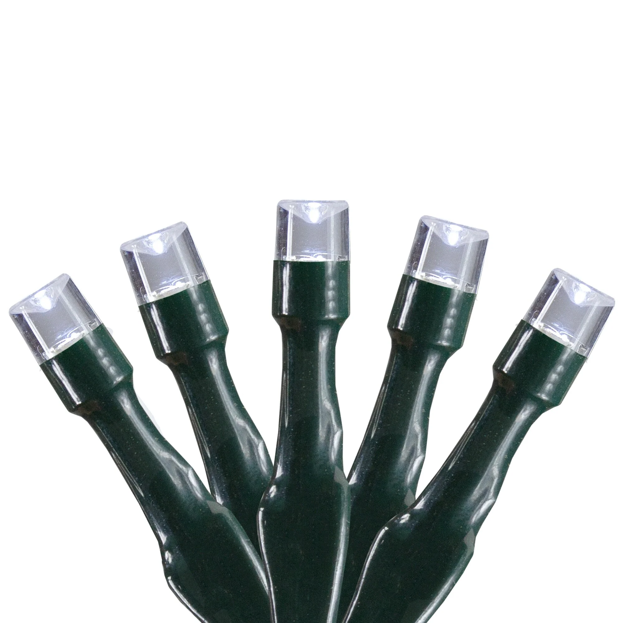 10 B/O Pure White LED Wide Angle Christmas Lights - 3 ft Green Wire
