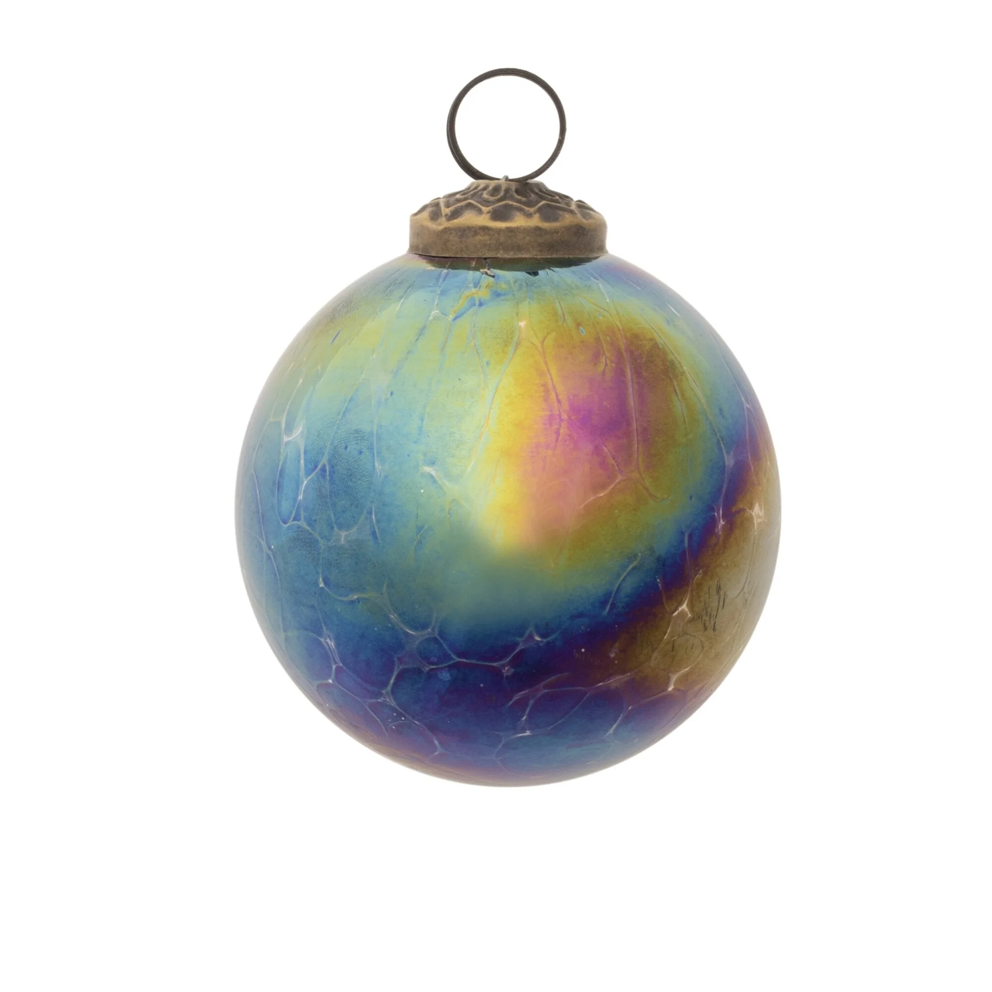 Iridescent Glass Christmas Ball Ornaments - 3.5