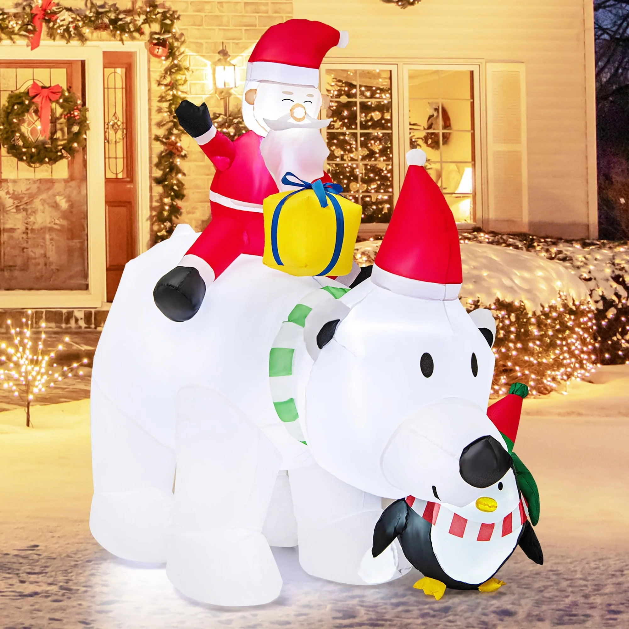 Gymax 7FT Christmas Inflatables LED Lighted Xmas Inflatable Polar Bear - See Details