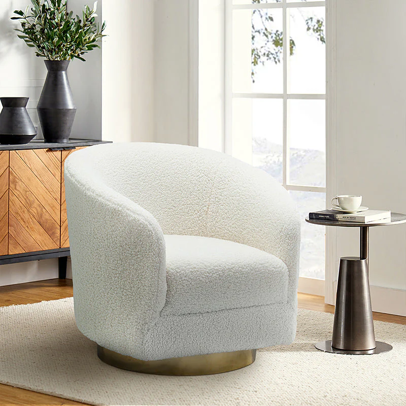 Victoria Boucle Swivel Barrel Armchair