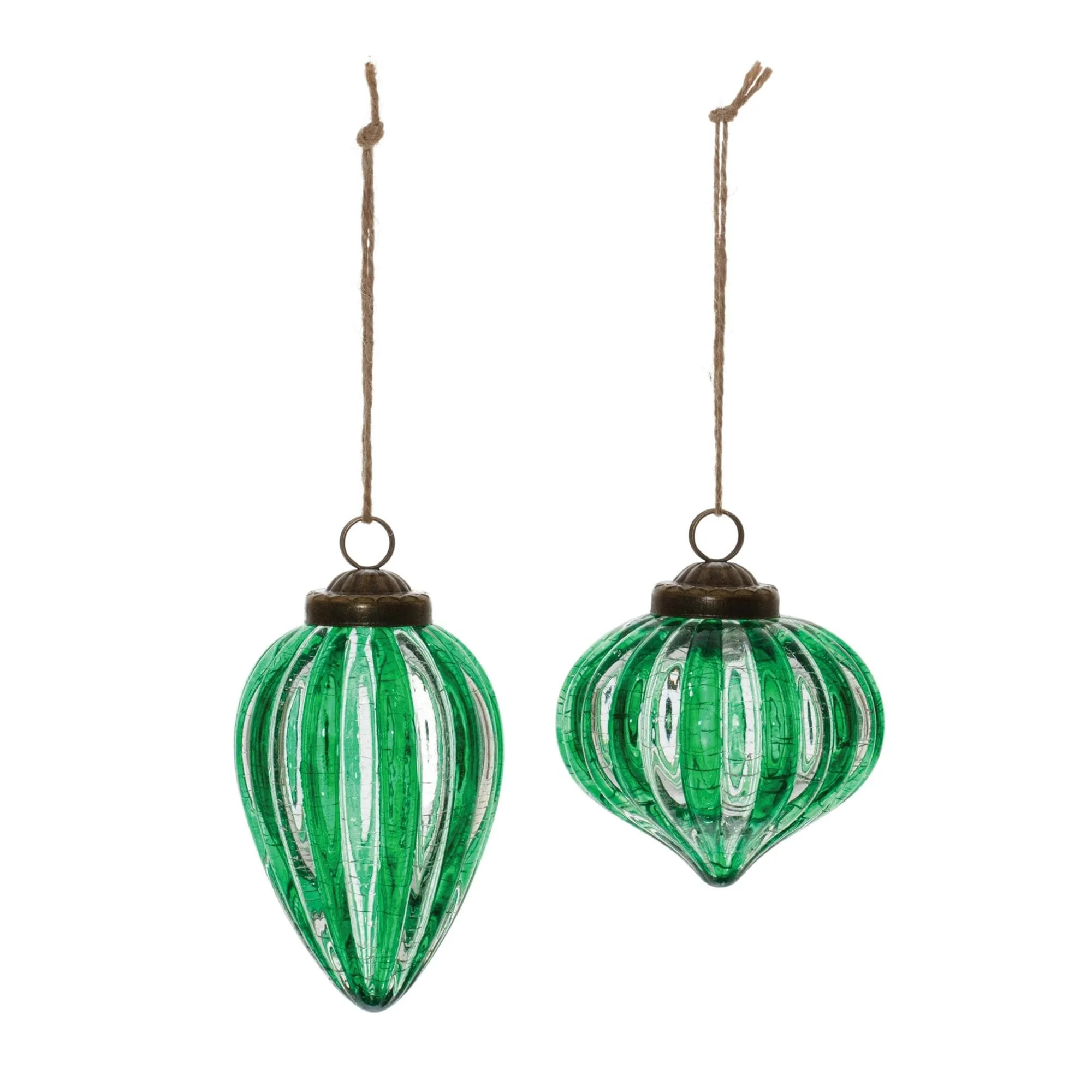 Ribbed Crackle Glass Christmas Ornaments - 5