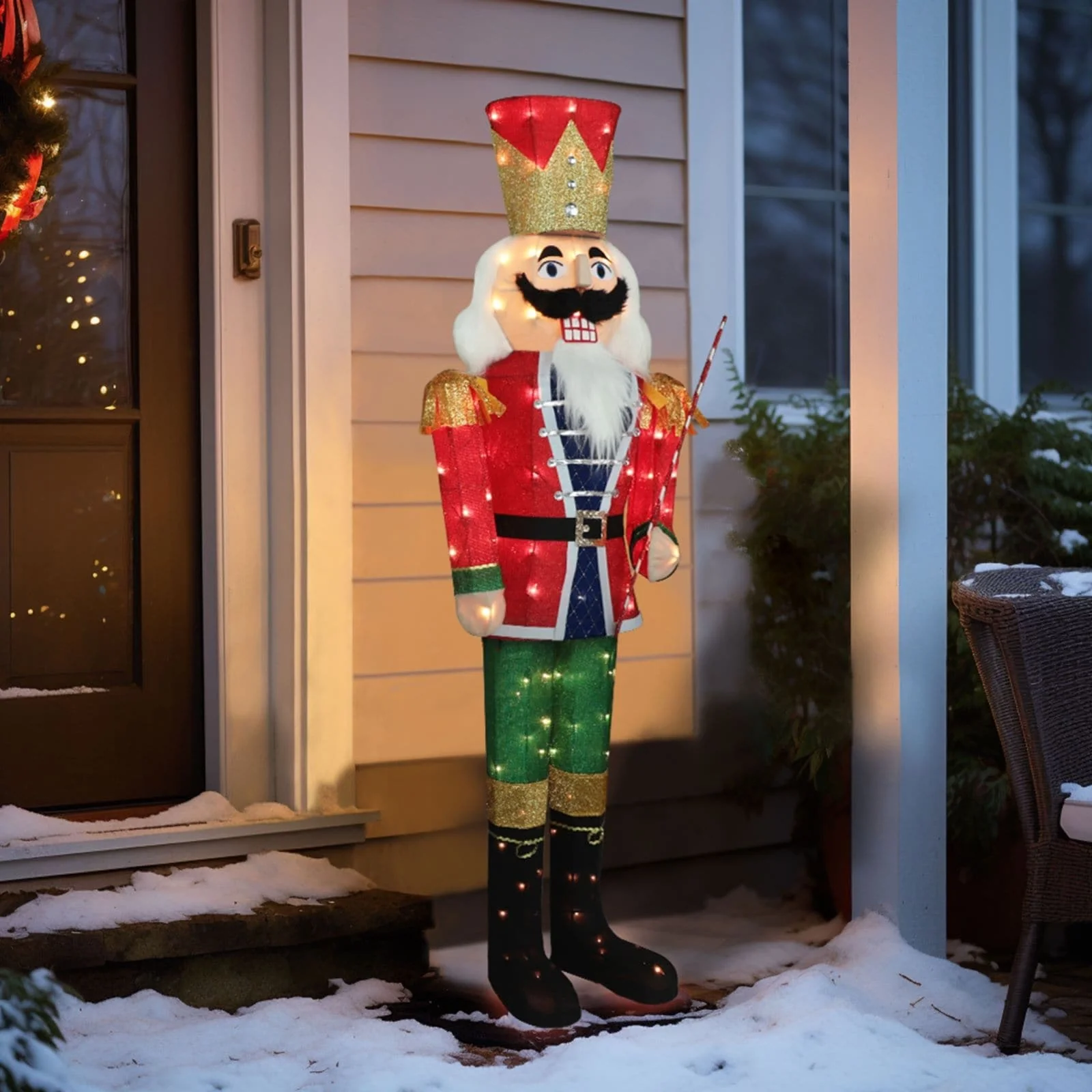 VEIKOUS 5 ft. 3D Warm White Light Nutcracker Christmas Holiday Yard Decoration - Red