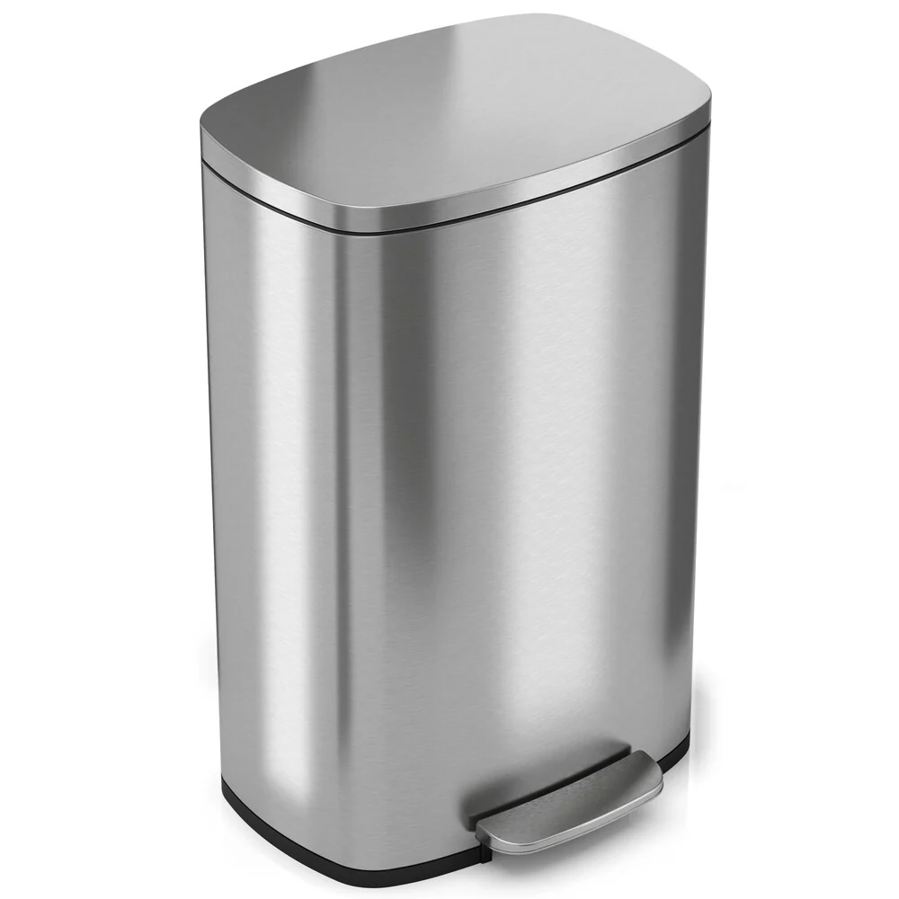 Halo Premium 13 Gallon Silvertone Stainless Steel Step-style Trash Can