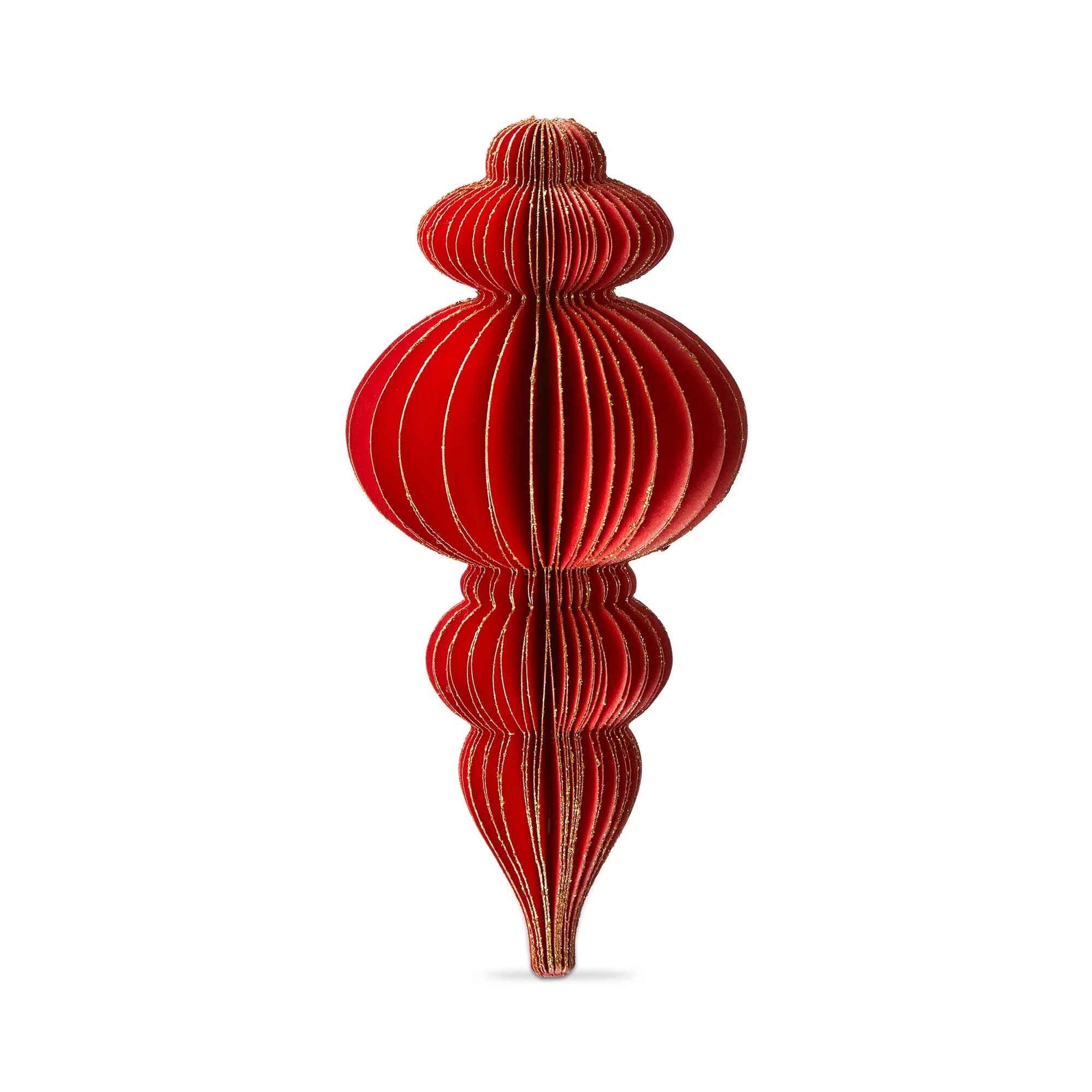 Glimmer Paper Finial Decor Tall Red