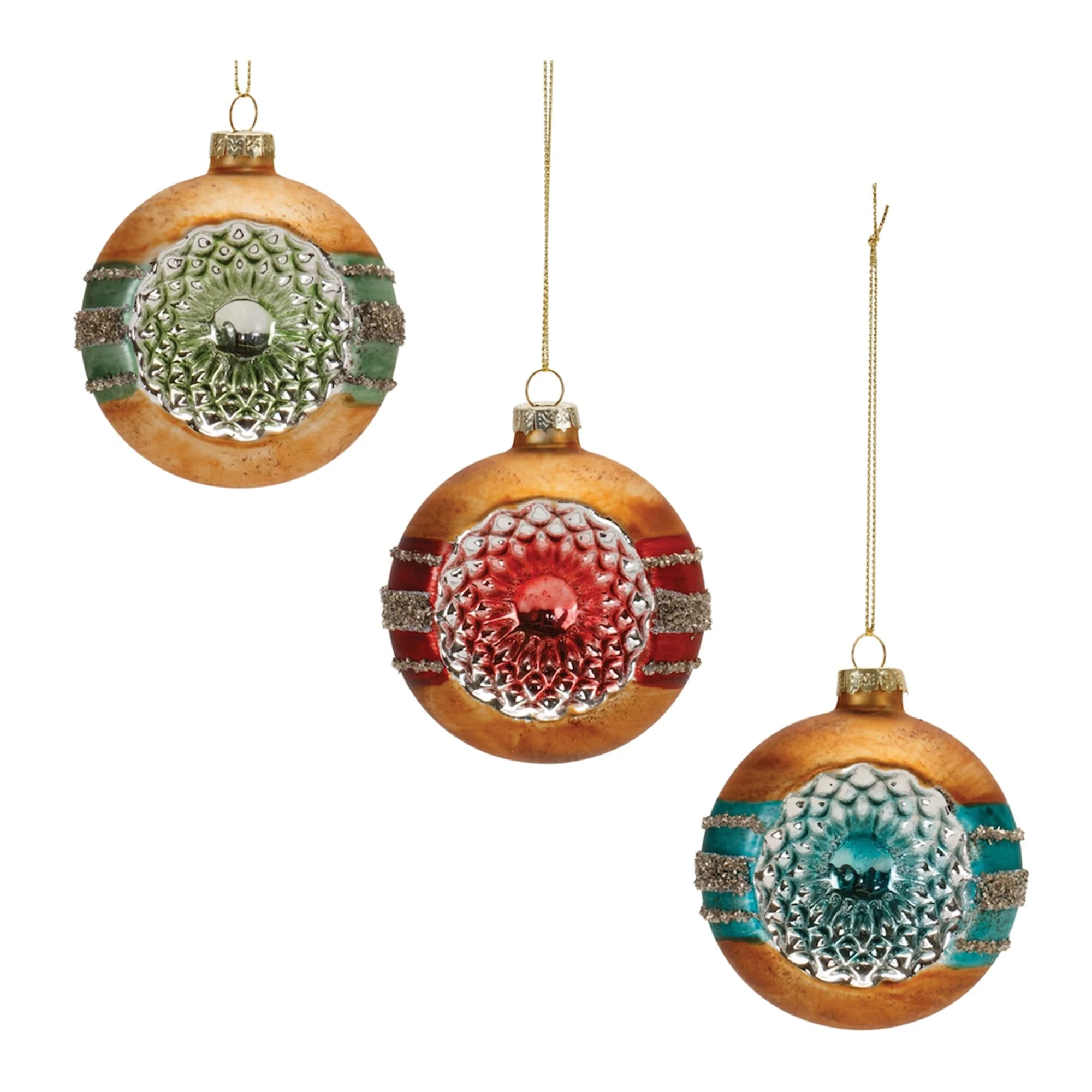 Holiday Glass Reflector Tree Ornaments Set of 12 for Indoor Use - 3