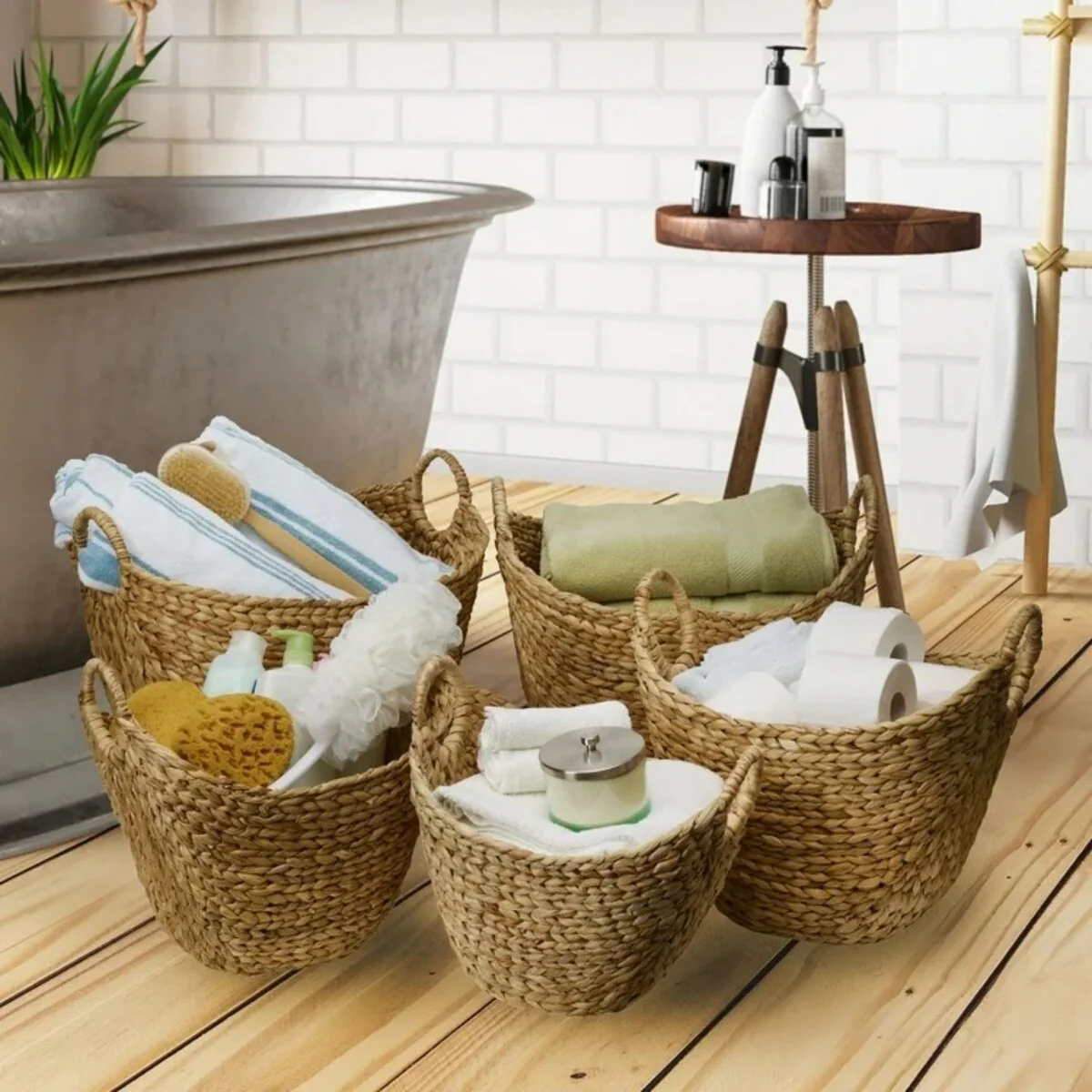 Elements Set of 5 Natural Tapered Water Hyacinth Baskets - 20.5