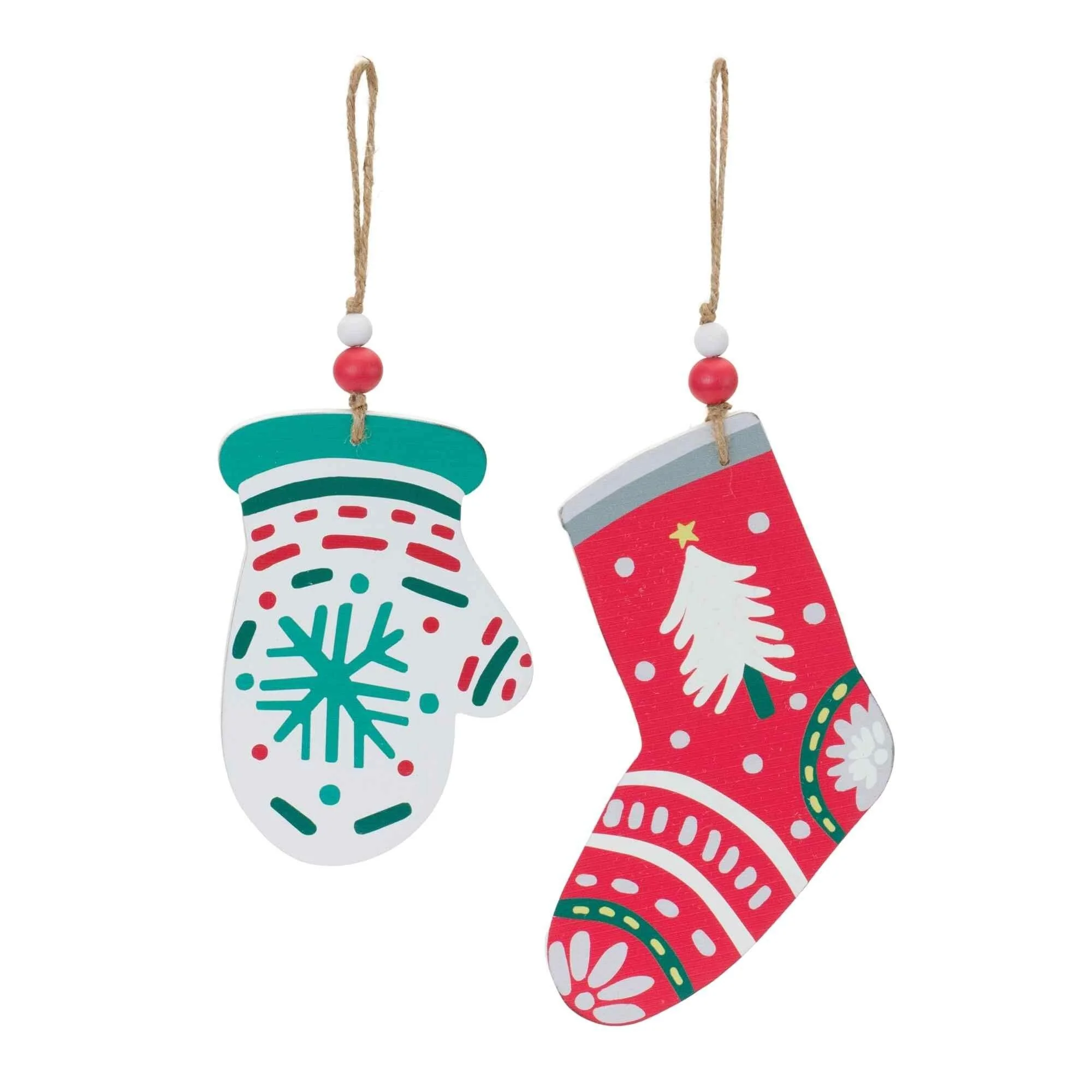 Club Pack of 12 Green & Red Mitten Stocking Christmas Ornaments 8