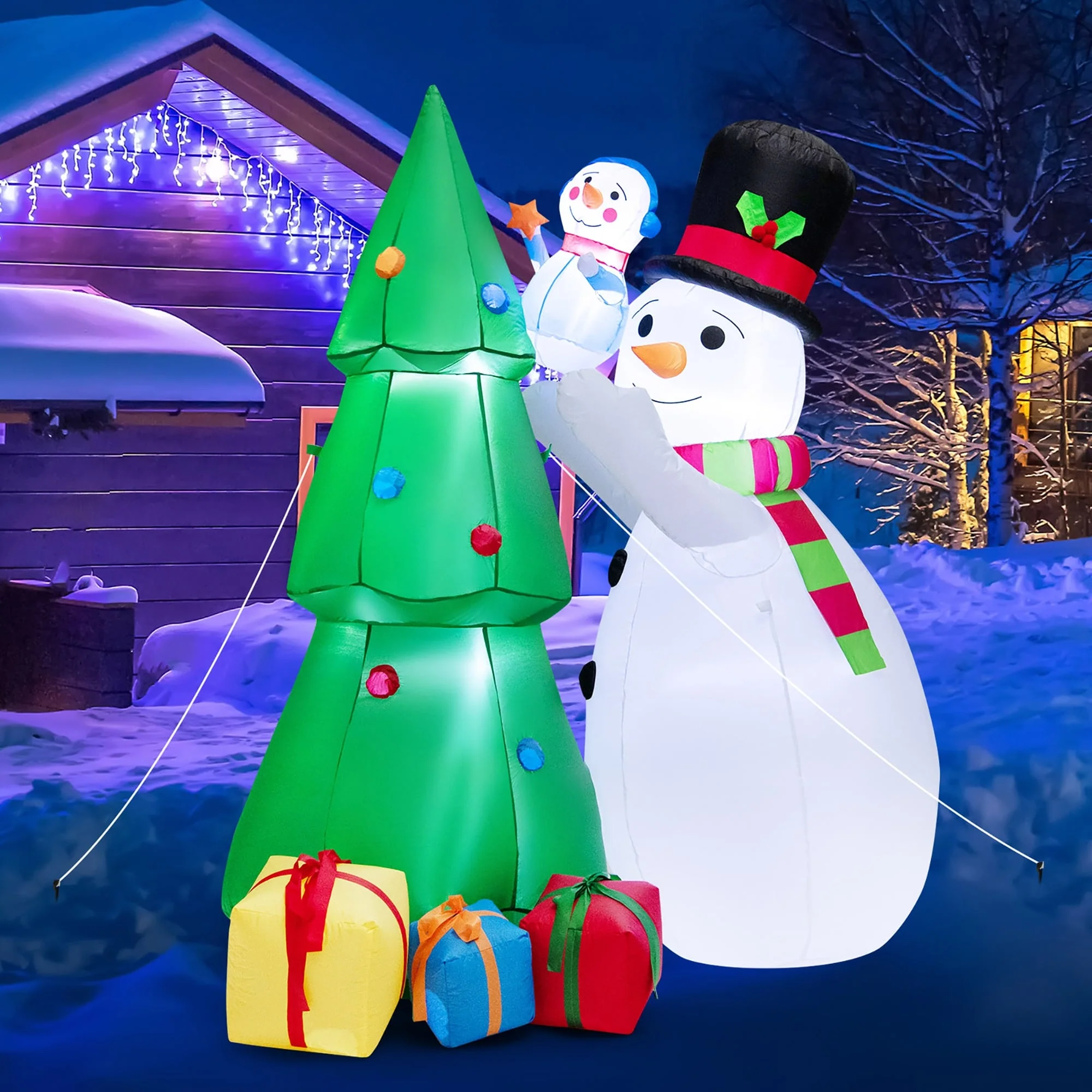 Costway 6 FT Tall Inflatable Snowman and Tree Set Christmas Decoration - See Details