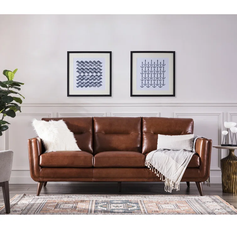 Amina 84'' Leather Sofa