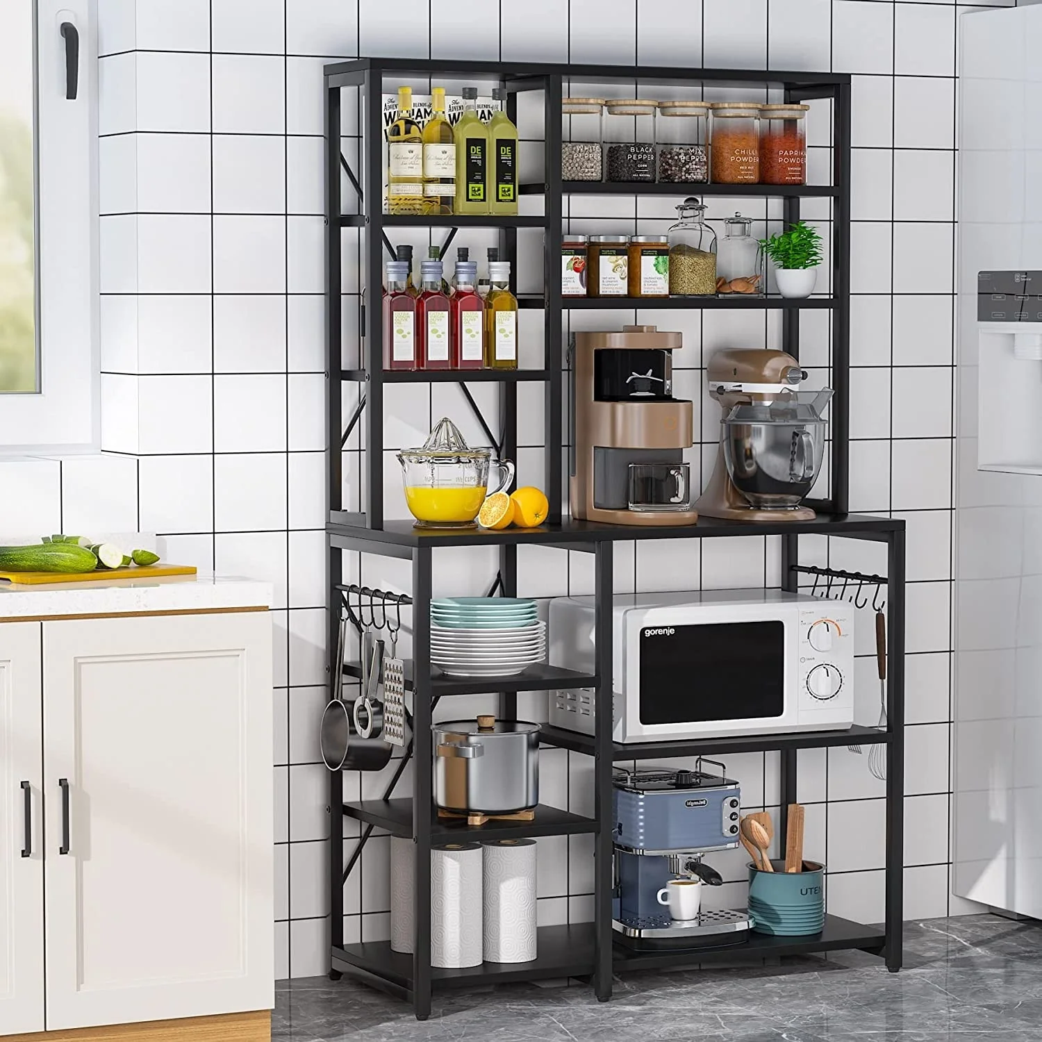 Kitchen Baker's Rack, Free Standing 5-Tier, 6-Tier Kitchen Utility Storage Shelf Rack
