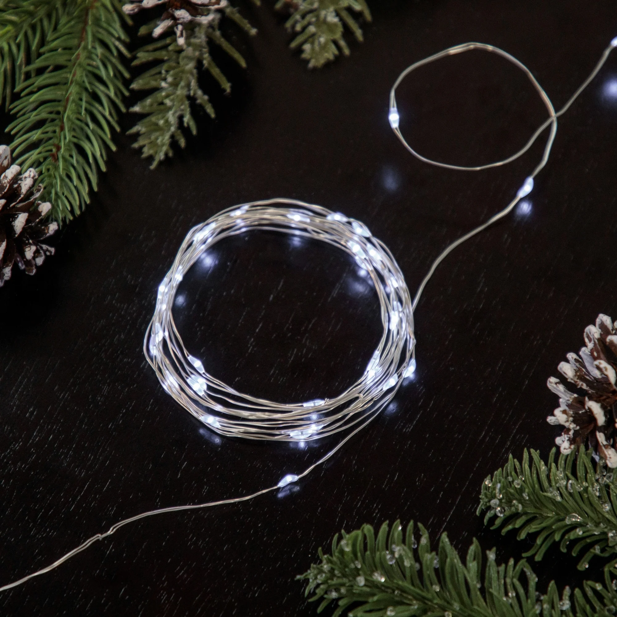 100 Pure White LED Micro Fairy Lights - 16.25 ft Copper Wire