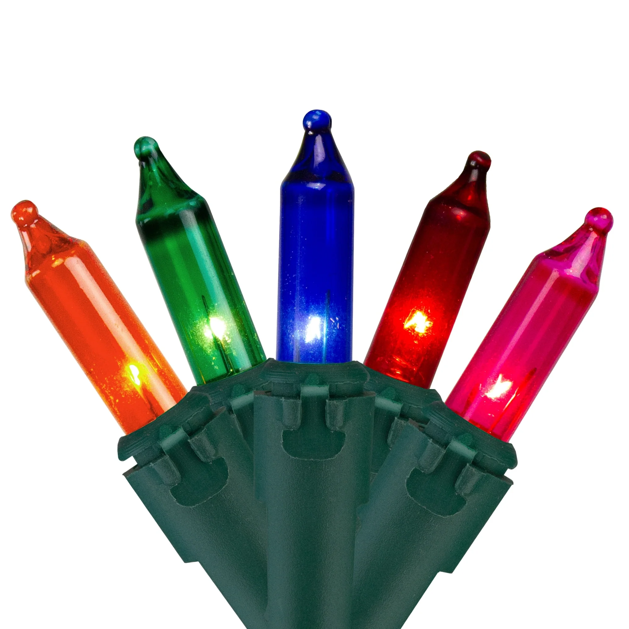 100-Count Multi-Color Mini Christmas Light Set, 20.25 ft Green Wire