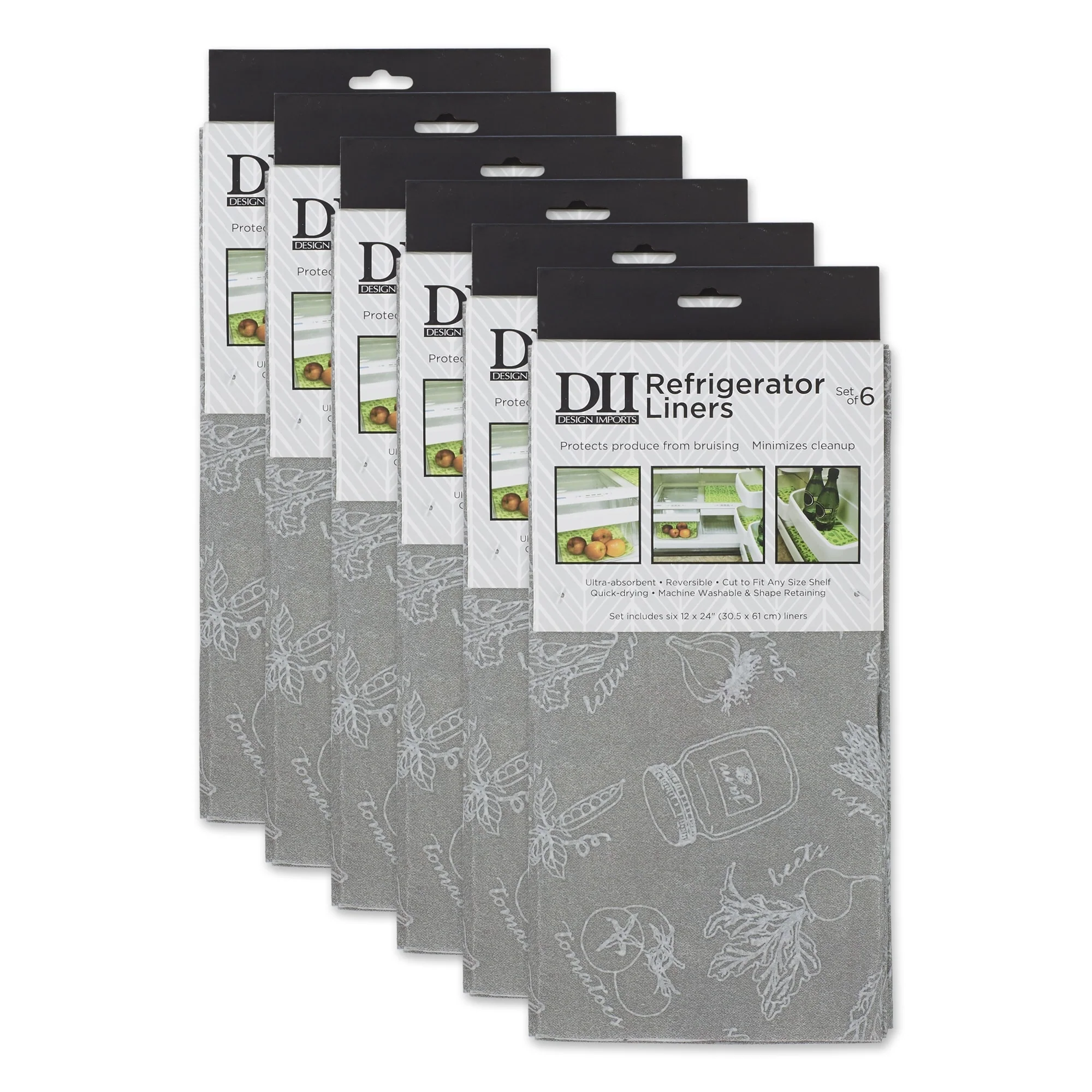DII Nautical Blue Market Print Fridge Liner (Set of 6)