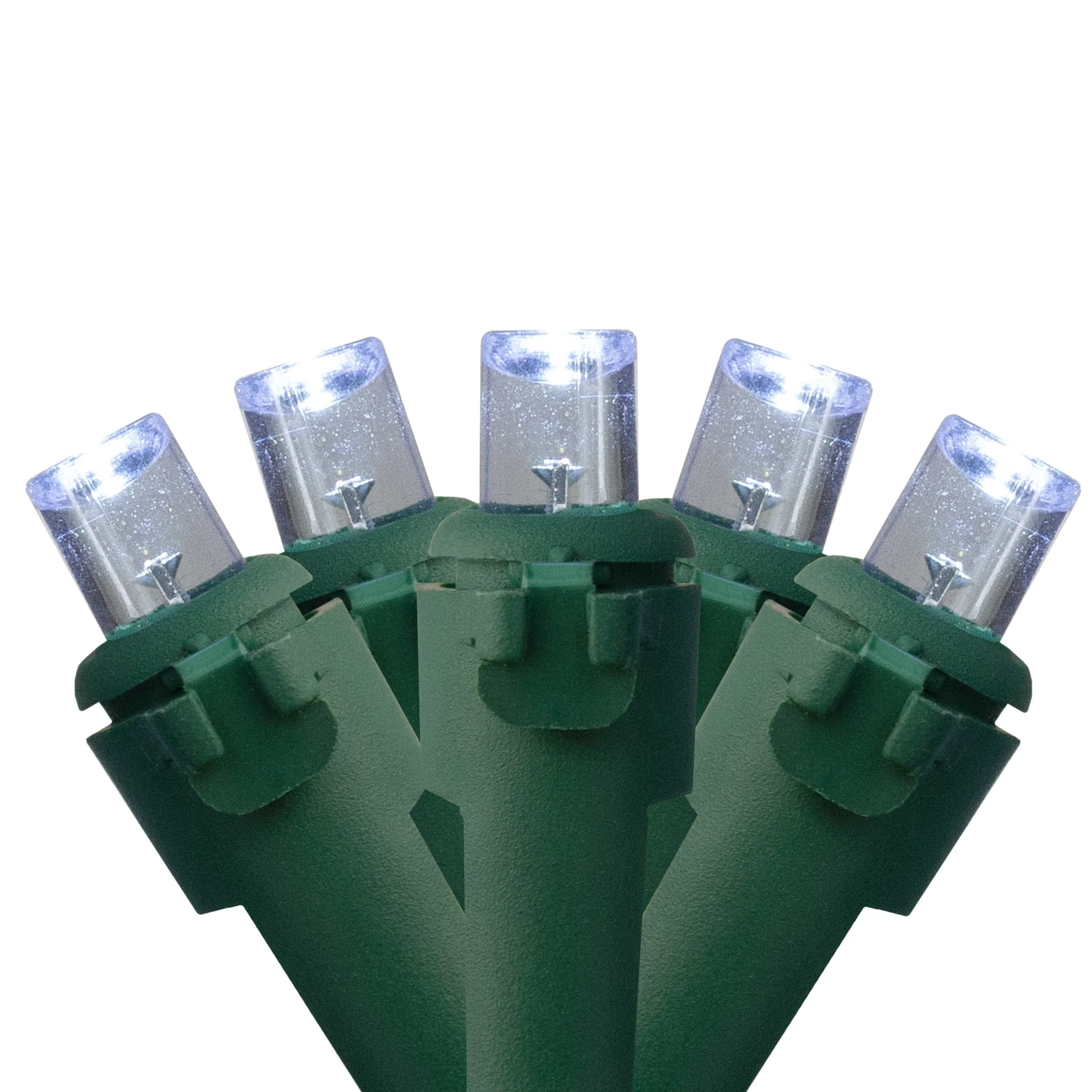 300 Pure White LED Wide Mini Christmas Lights - 74.75 ft Green Wire