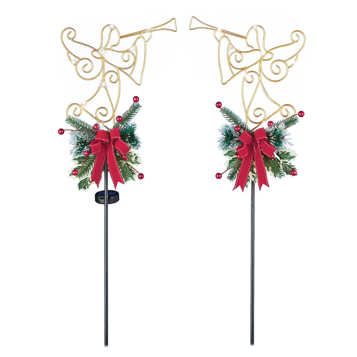 Set of 2 Solar LED Lighted Christmas Angel Garden Stakes - Gold - 24 x 34.75 x 3.5
