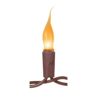 Set of 35 Fireside Amber Mini Silicone Flame Bulb Christmas Lights - Brown Wire