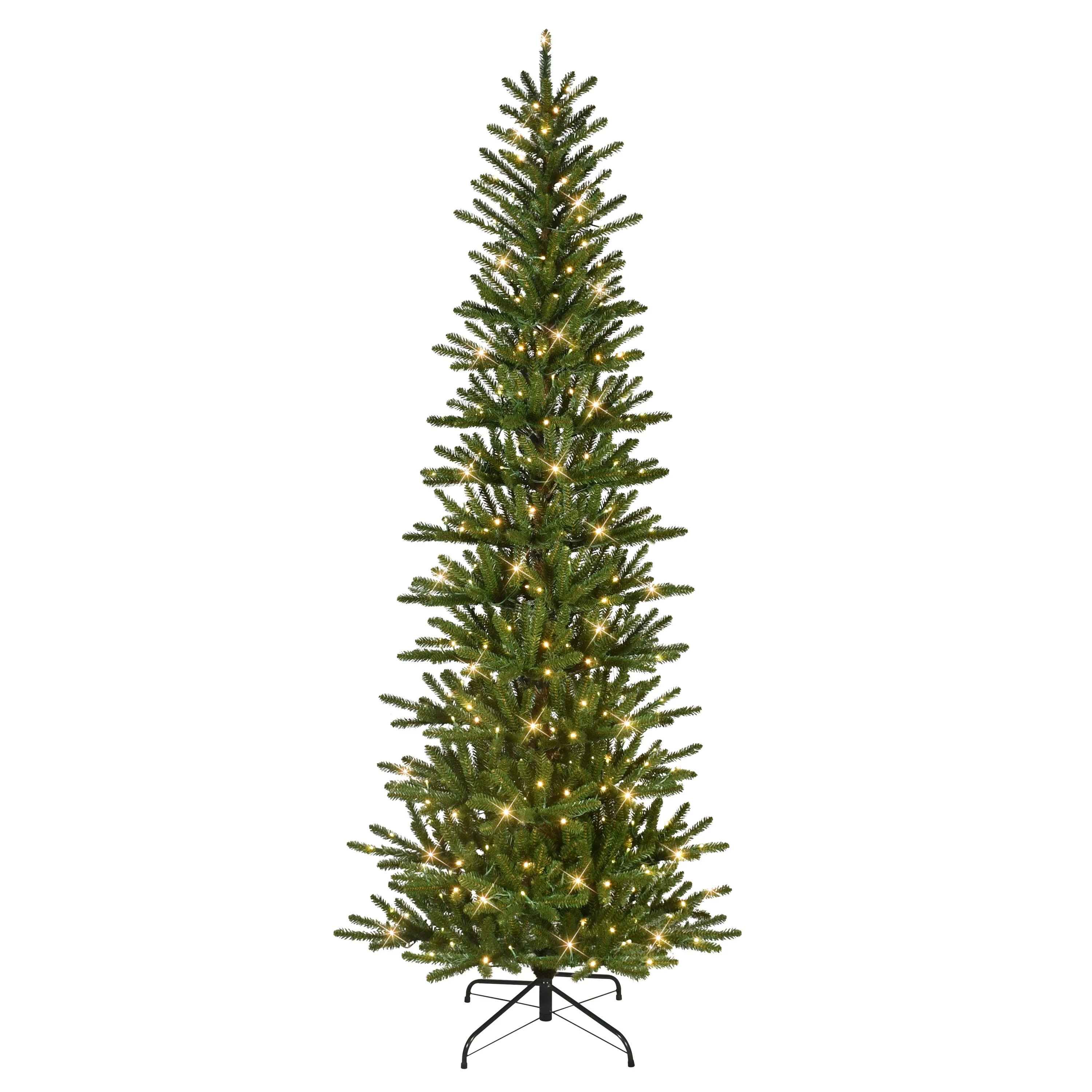 Puleo International 7.5' Pre-Lit Artificial Slim Mountain View Spruce Tree