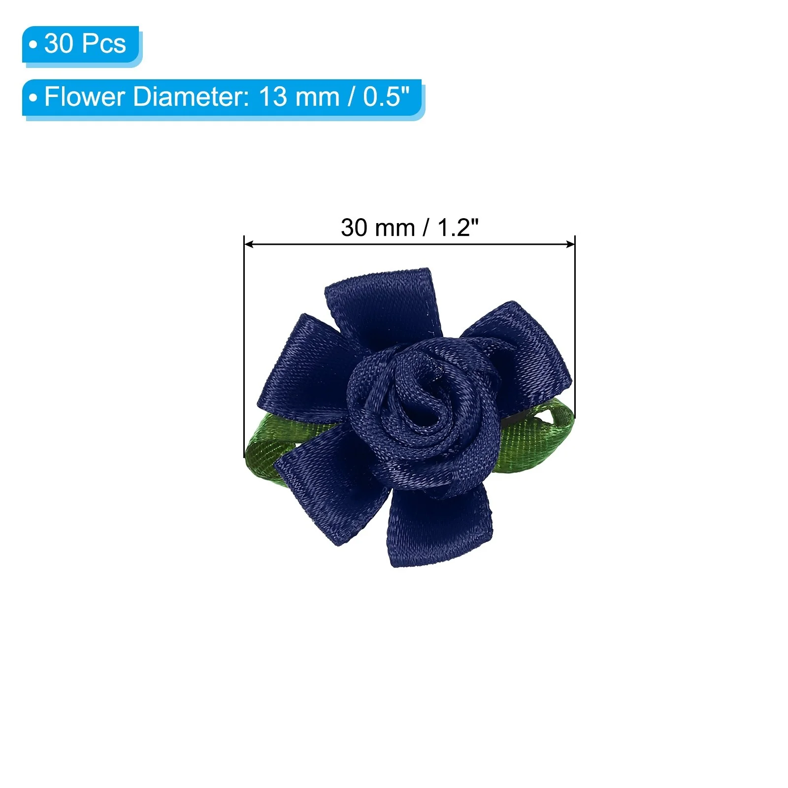30Pcs Mini Satin Ribbon Roses Small Rosettes Fabric Flowers
