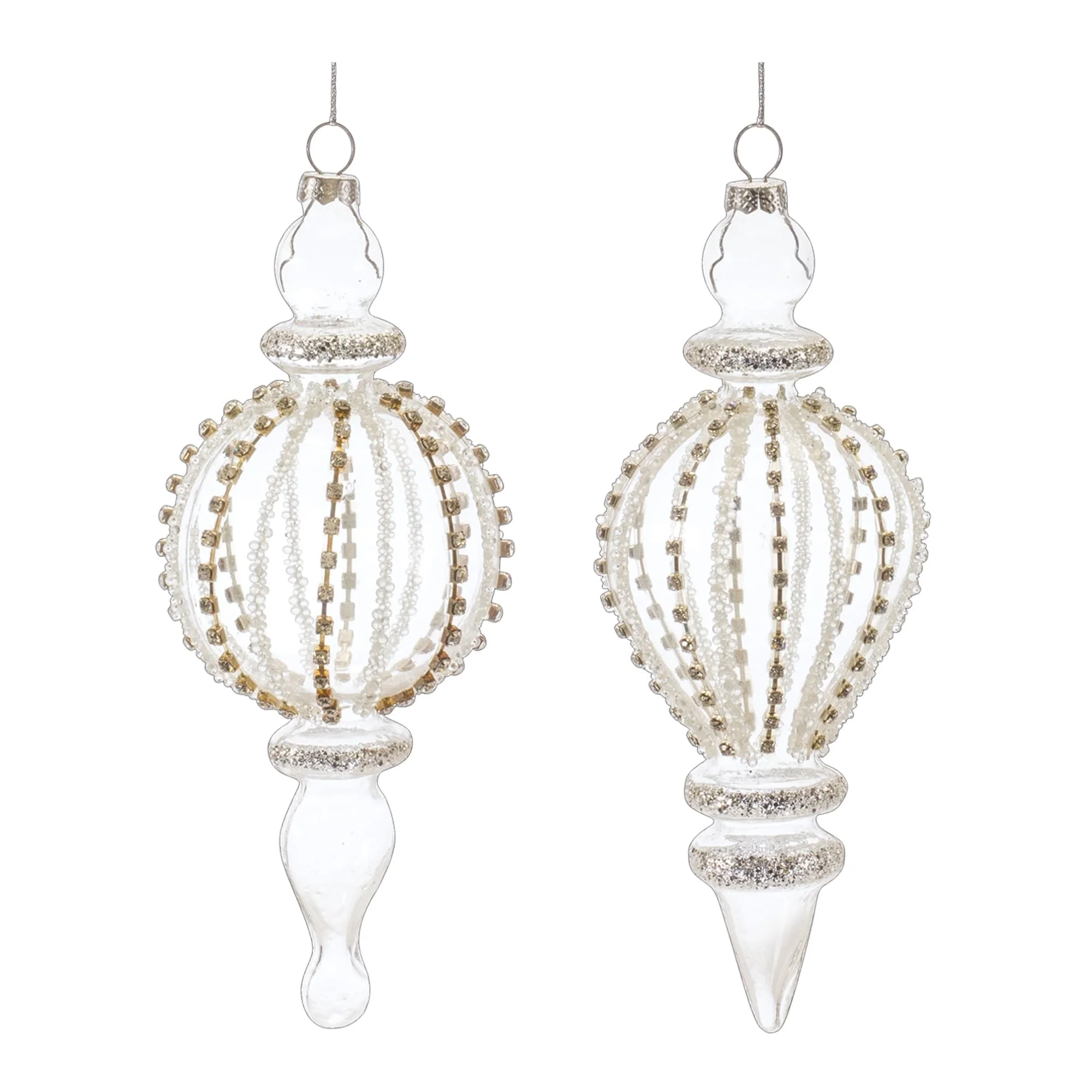 JeweLED Christmas Finial Drop Ornaments 7.25