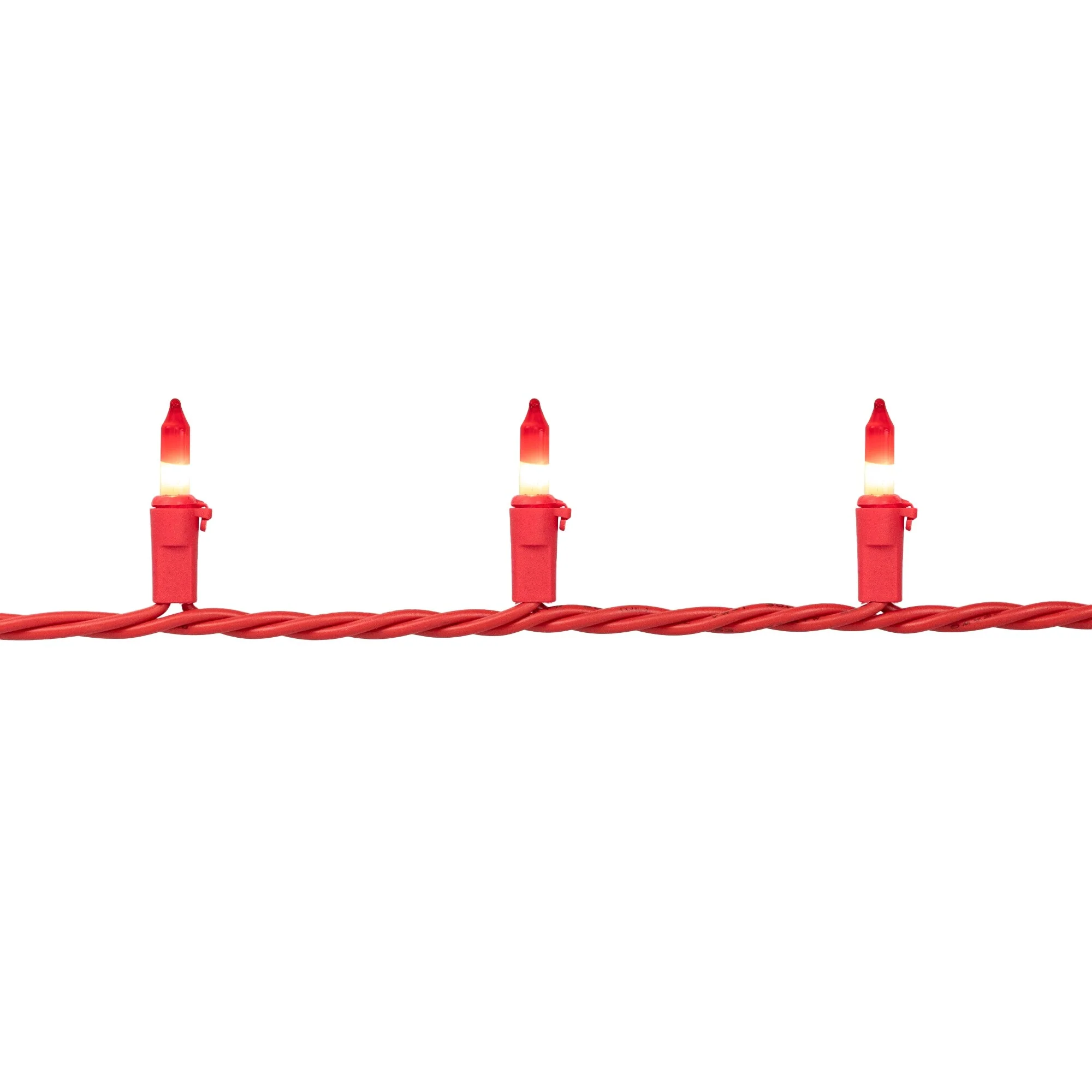 50ct Red and White Peppermint Mini Christmas Light Set - 10' Red Wire