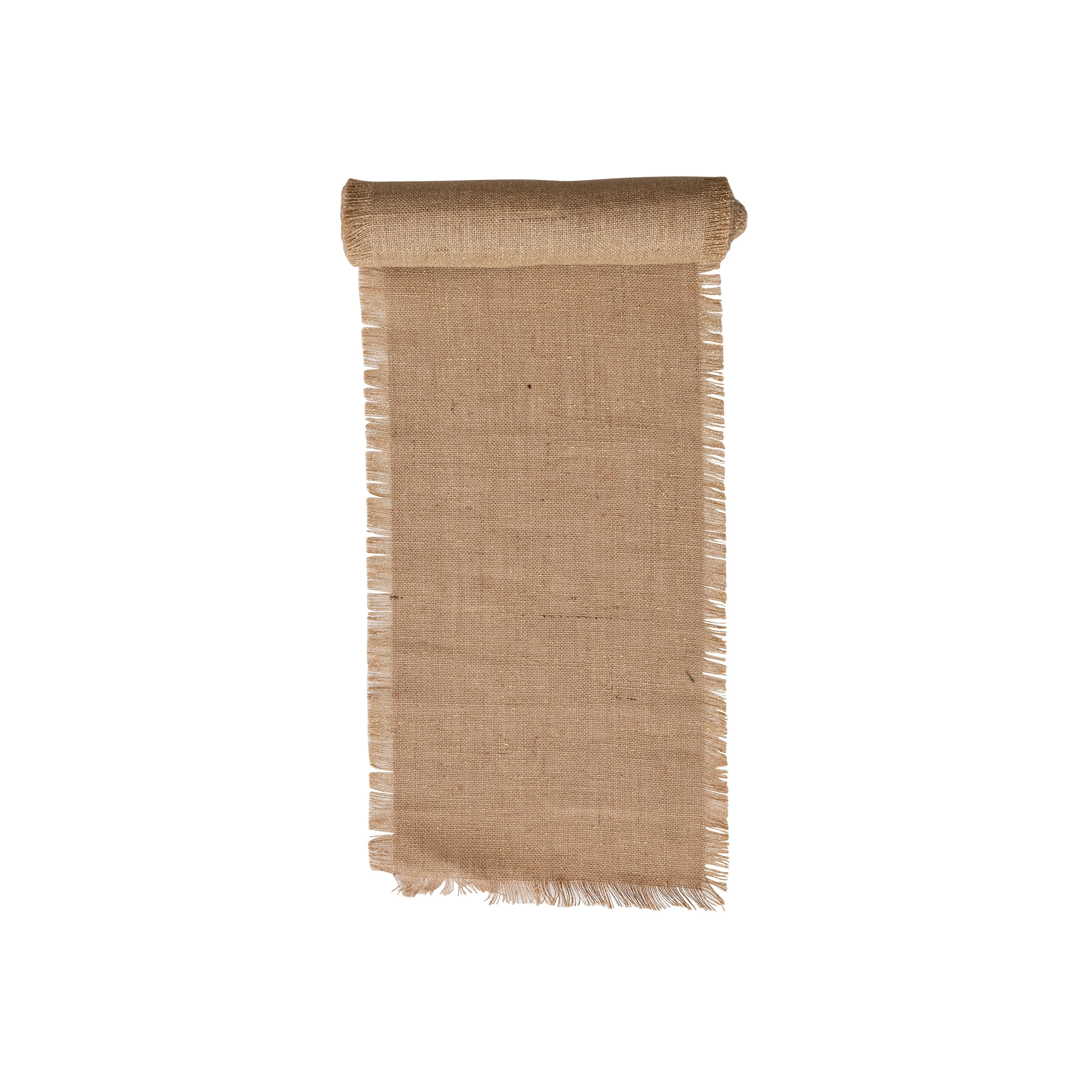 6 Yard Woven Torn Jute Fabric Roll with Metallic Gold Thread