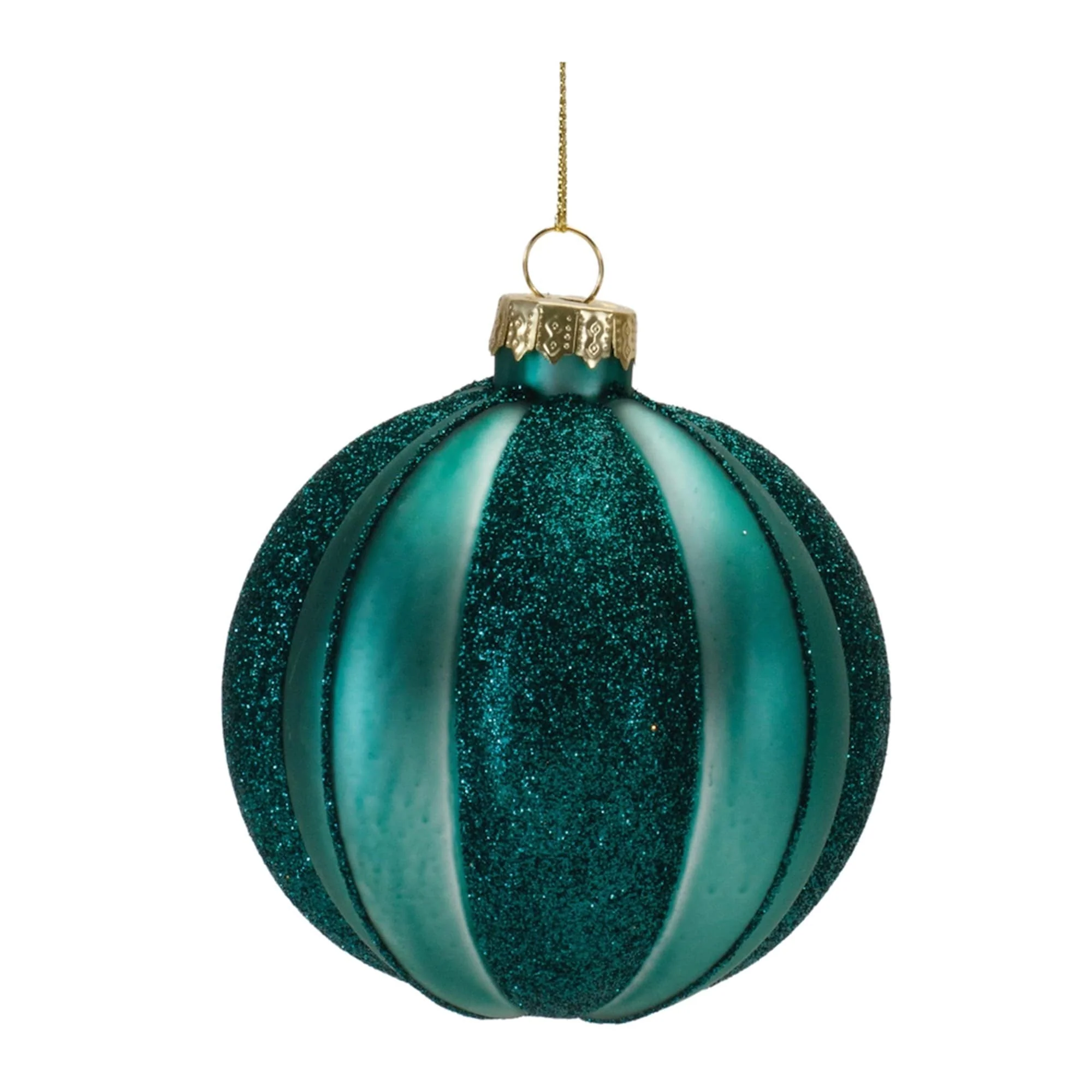 Ribbed Glass Christmas Ball Ornaments - 4
