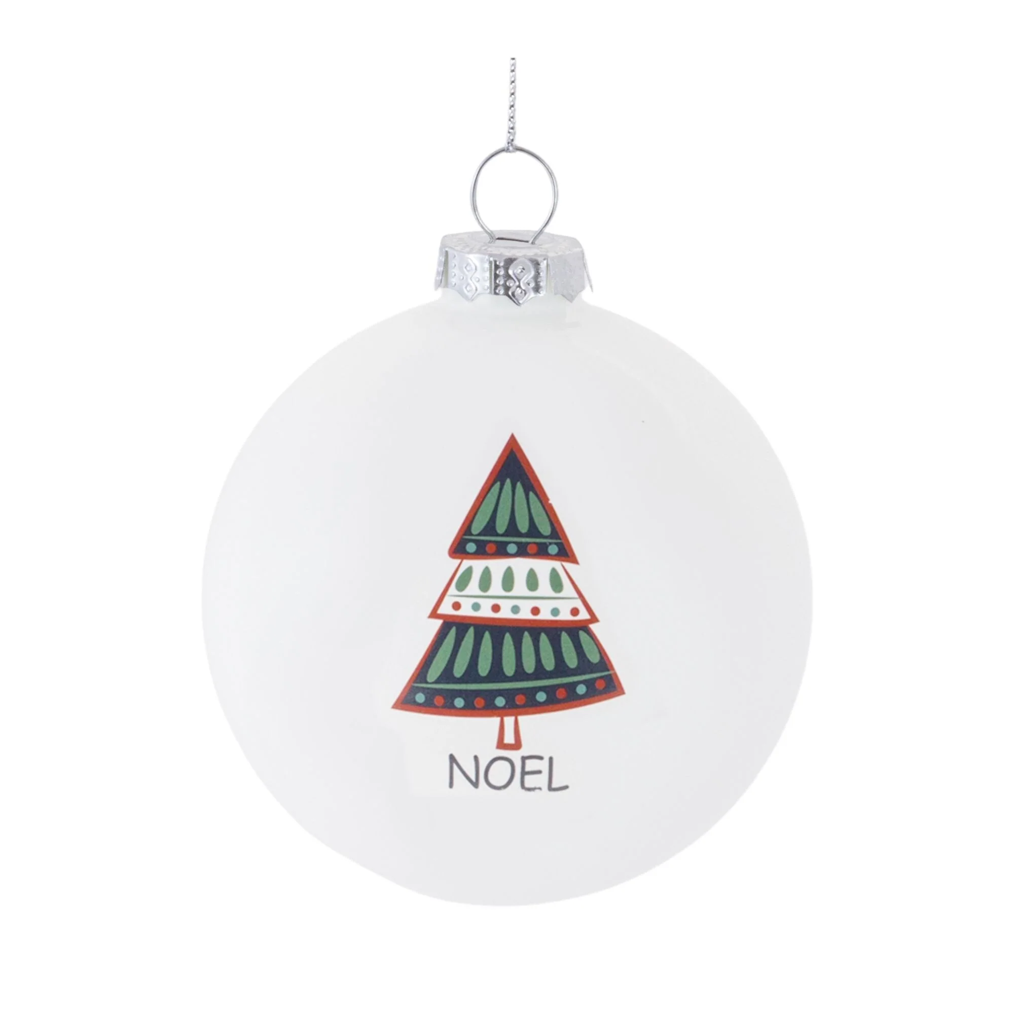 6Ct White Christmas Tree Sentiment Christmas Ball Ornaments 3.25