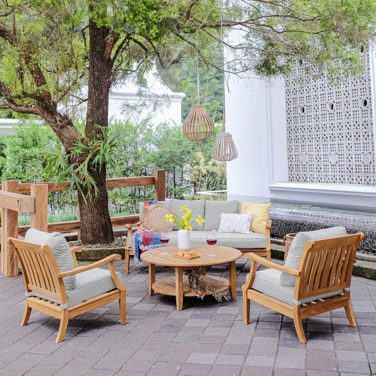 Arizona 4 - Piece Teak Outdoor Seating Group with Cushions