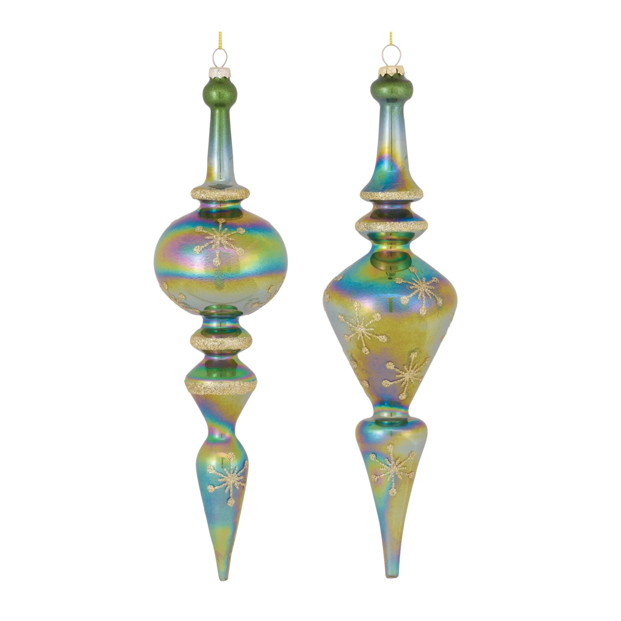 6ct Iridescent Glass Finial Christmas Drop Ornaments 12.5