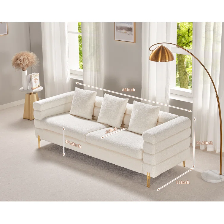Eatonton Bouclé Sofa Couch 3 Seater Sofa for Living Room Oversized Sofa