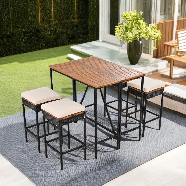 Llanas 4 - Person Rectangular Outdoor Dining Set with Cushions