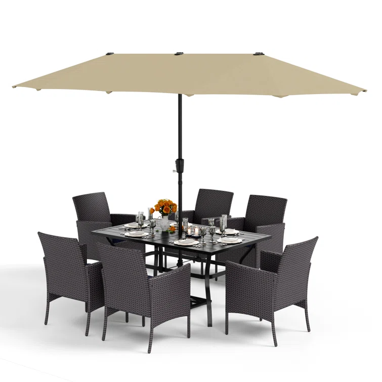 Alyah 6 - Person Rectangular Outdoor Dining Set with Cushions