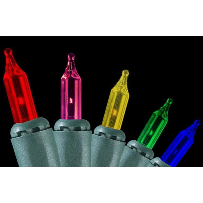 100-Count Multi-Color Mini Christmas Light Set, 16.5ft Green Wire