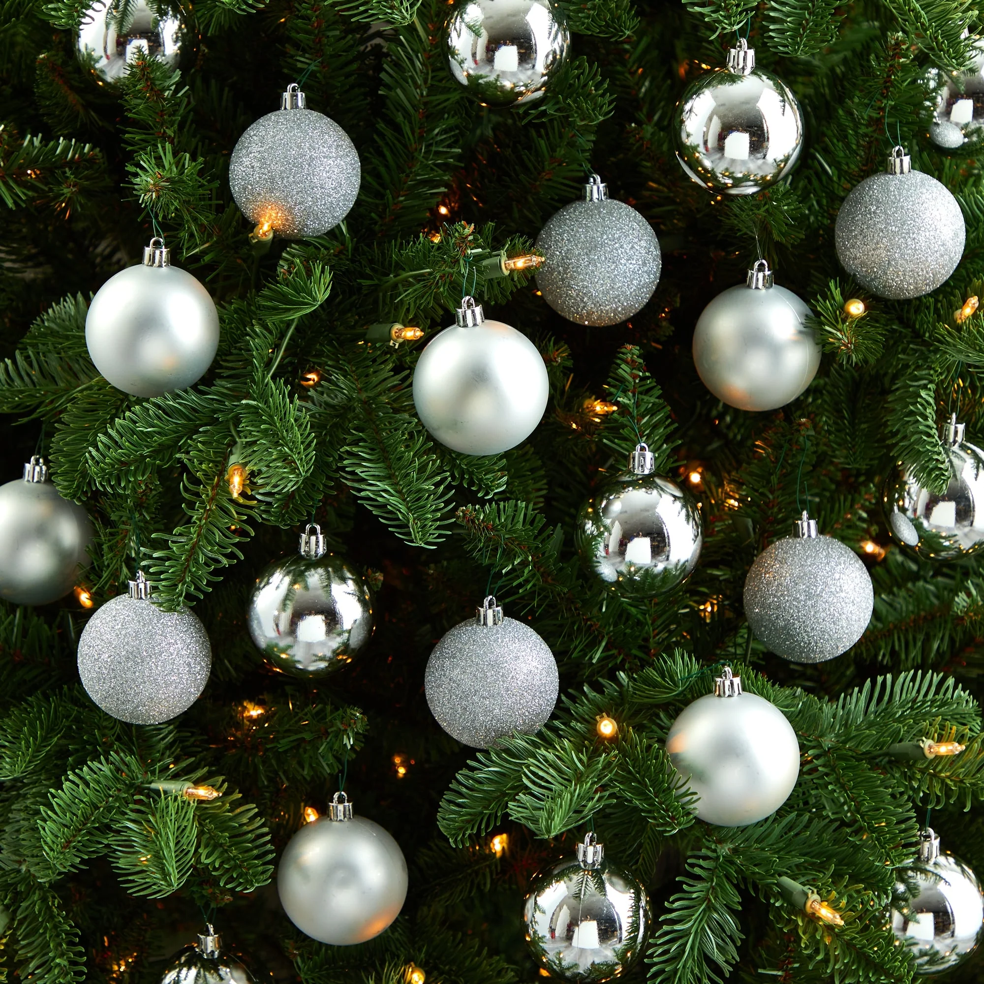 30ct Silver Shatterproof 3-Finish Christmas Ball Ornaments 2.5
