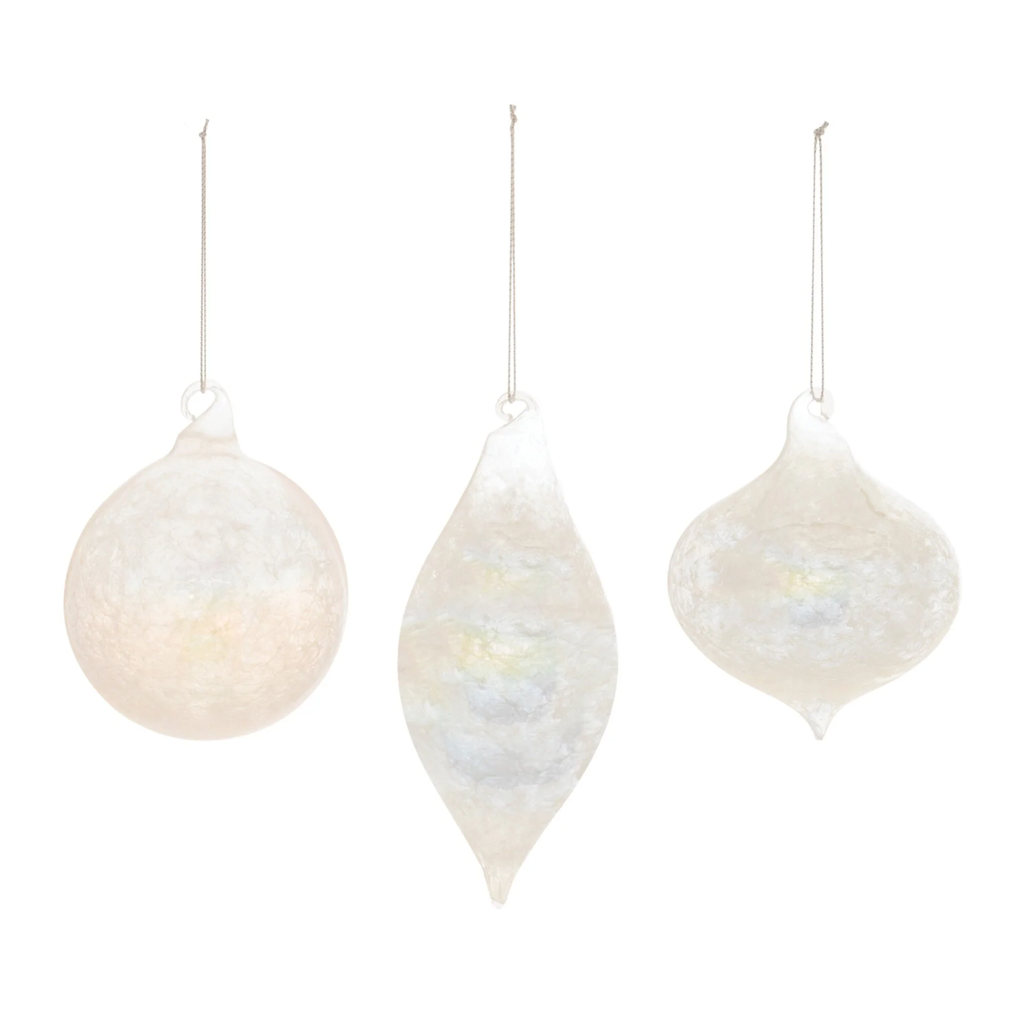 Iridescent Cloudy Glass Christmas Ornaments - 5.5
