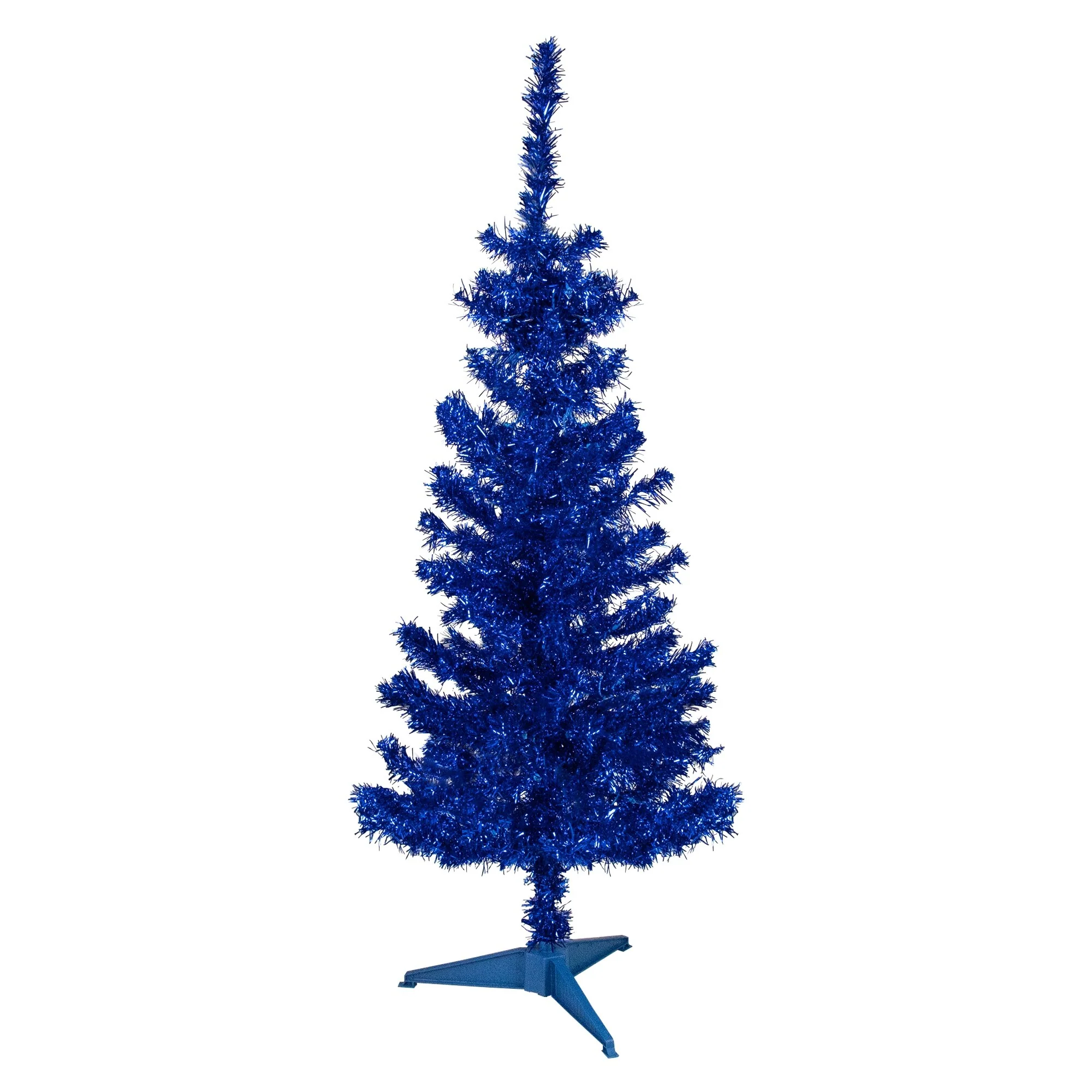 4' Blue Artificial Tinsel Christmas Tree, Unlit - 4 Foot