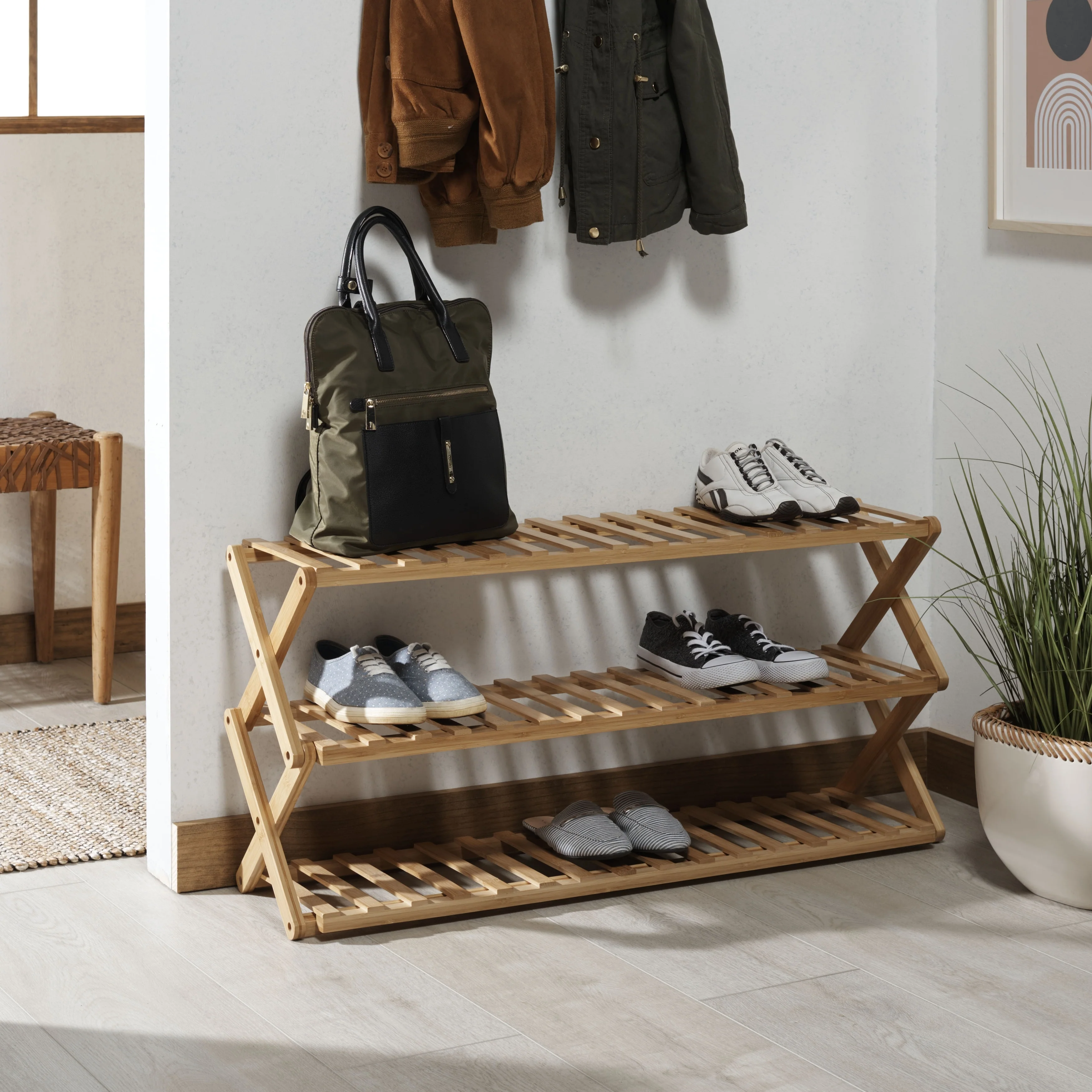 SAFAVIEH Etiennette 3-Tier Shoe Storage Shelf - 38.7 In. W x 10 In. D x 18.1 In. H - 39Wx10Dx18H