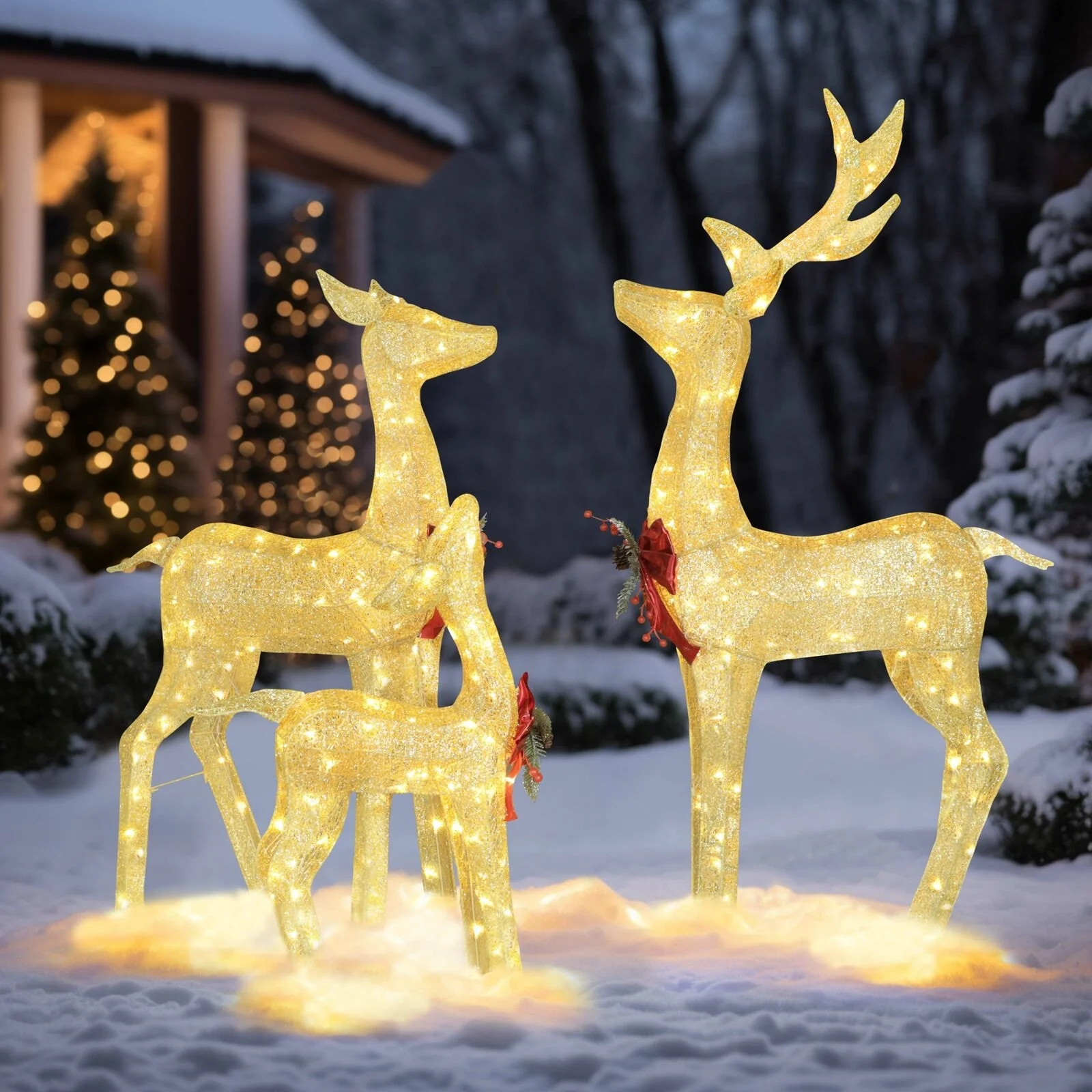VEIKOUS 4.5 ft. 3D LED Reindeer Family Christmas Holiday Yard Decoration