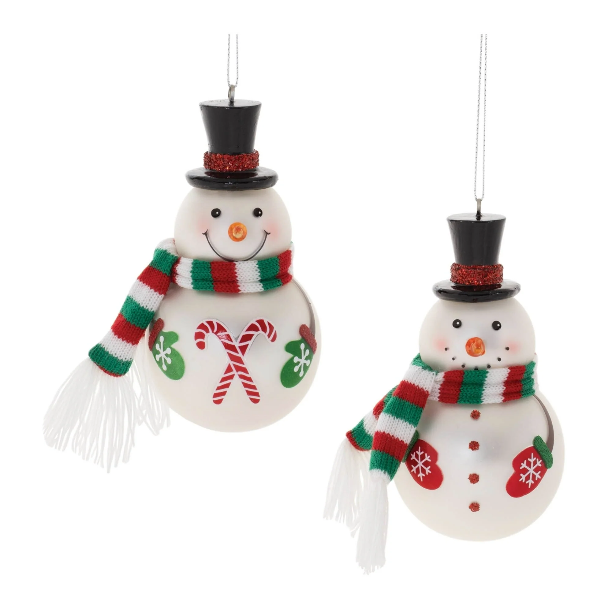 Frosted Glass Snowman Christmas Ornaments - 4.5