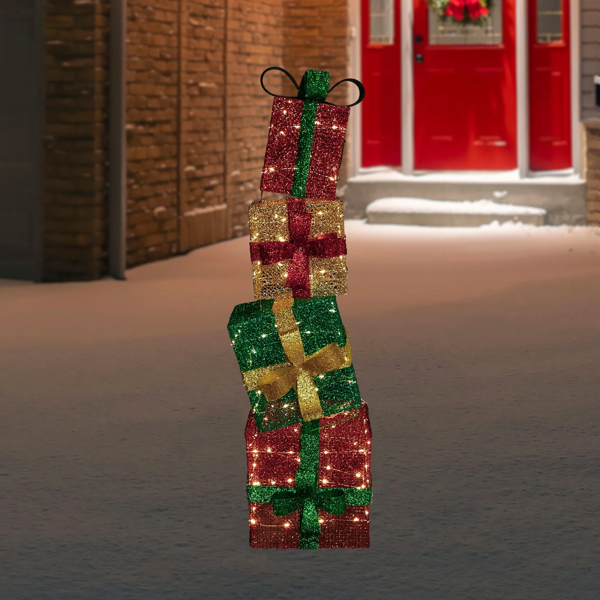 LED Lighted Stacked Christmas Gifts Outdoor Decoration - 53
