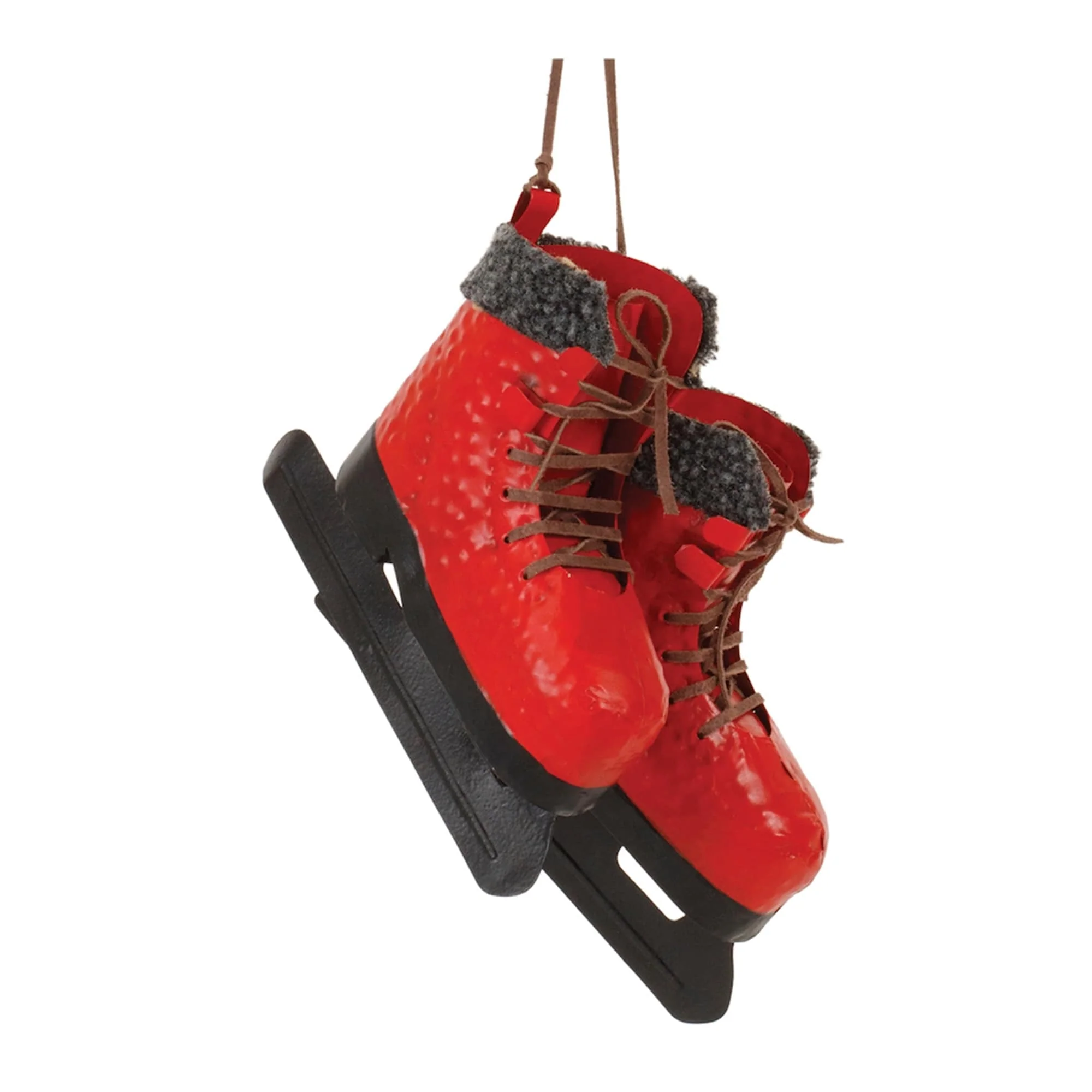 Red Metal Ice Skates 14 Inch Holiday Decor for Mantle or Shelf - 10.25” x 5” x 14.25”