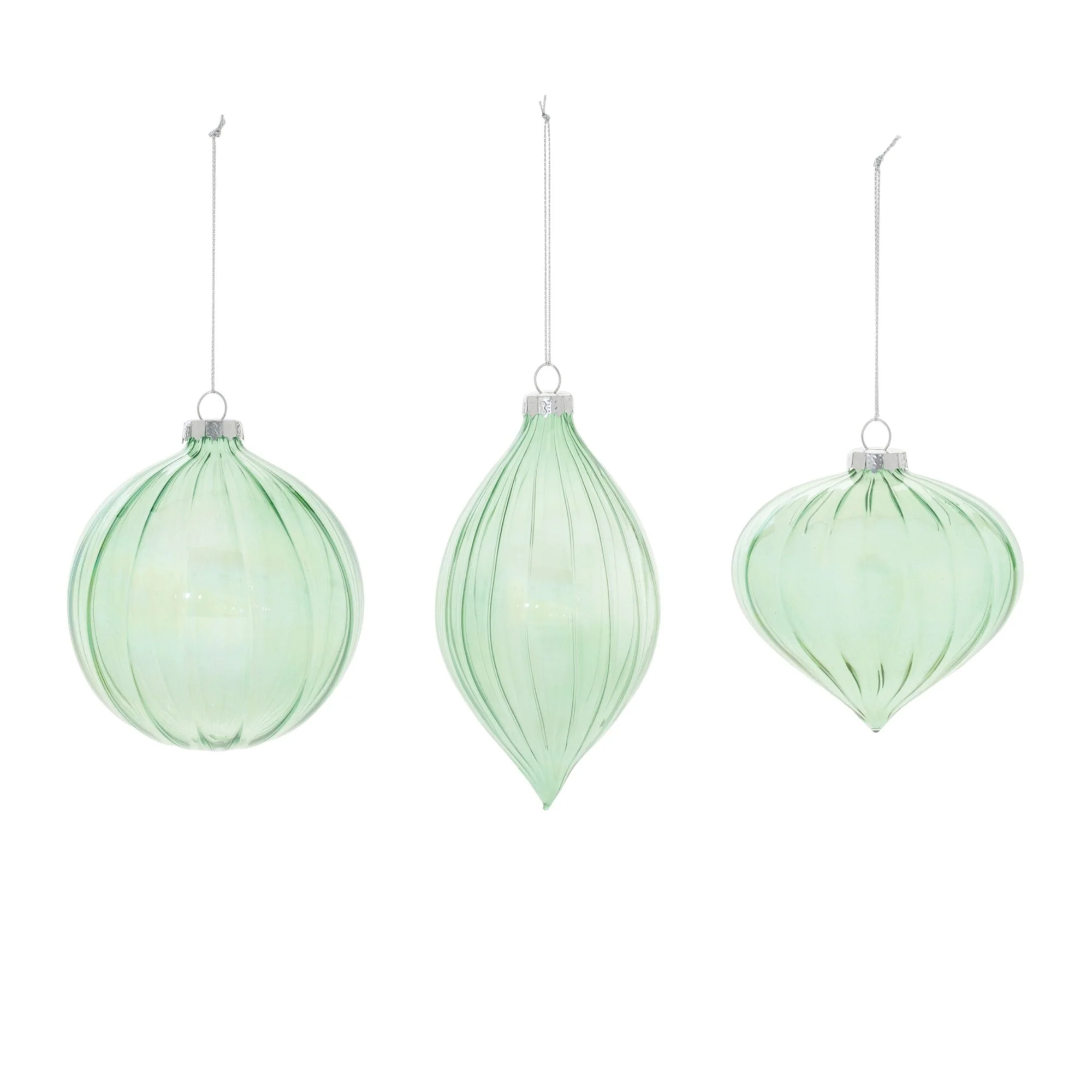 Iridescent Ribbed Glass Christmas Ornaments - 5.5