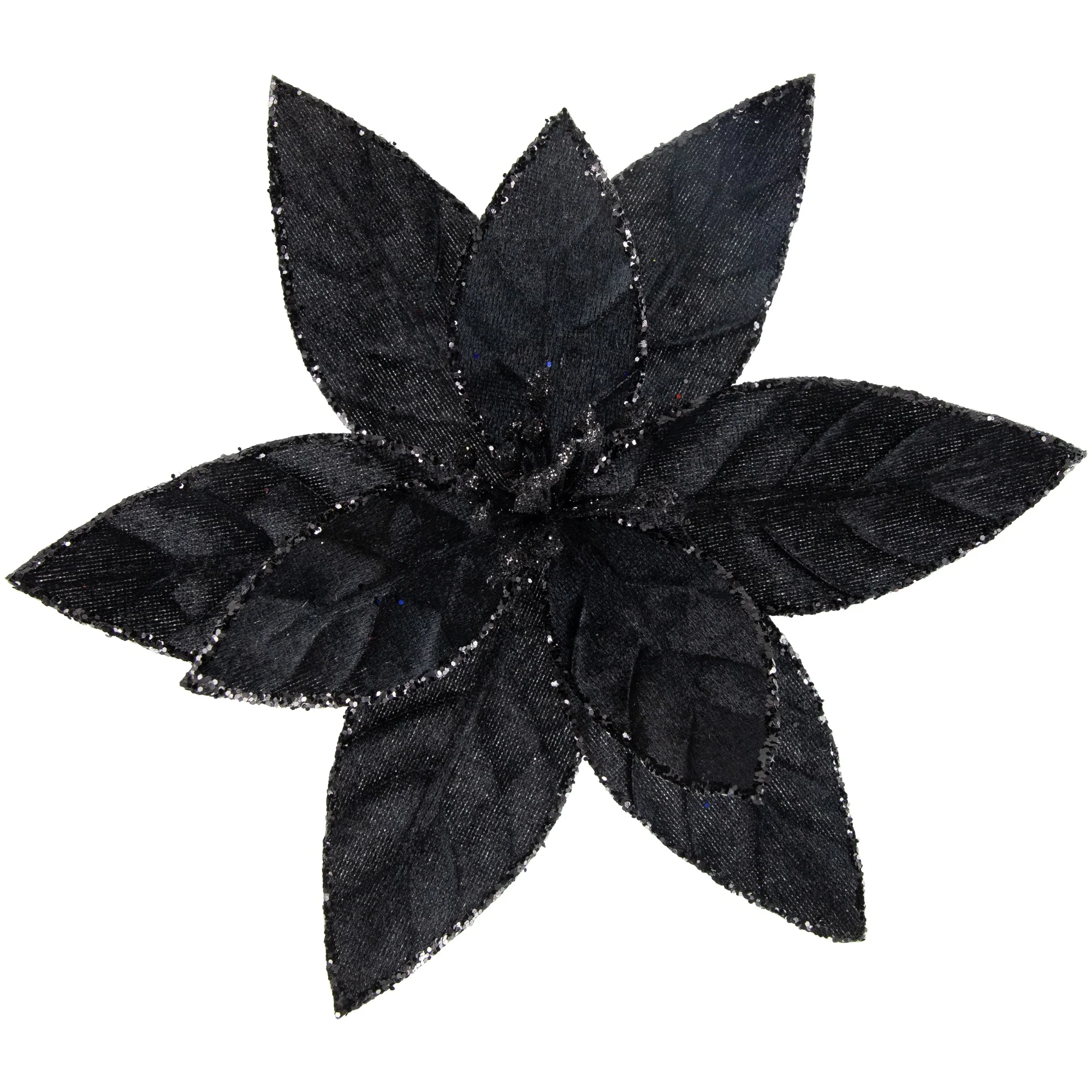 Glittered Poinsettia Christmas Floral Pick Clip-On Ornament - 10