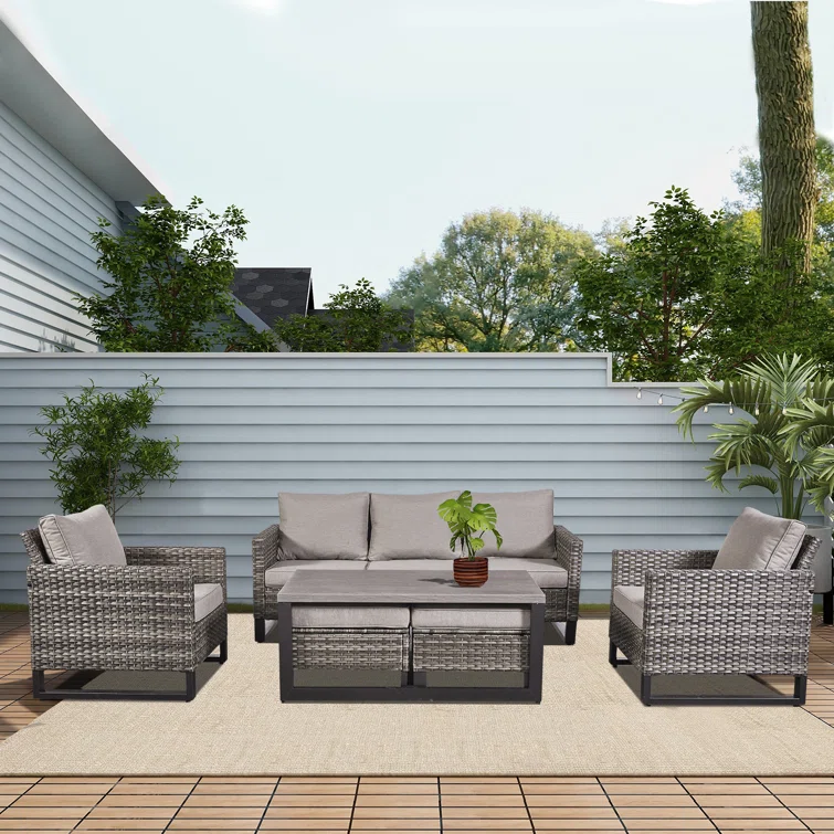 Nazime 5 - Person Outdoor Seating Group with Cushions