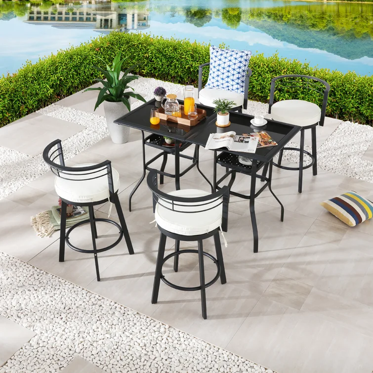 Jakera Square 4 - Person Bar Height Dining Set with Cushions